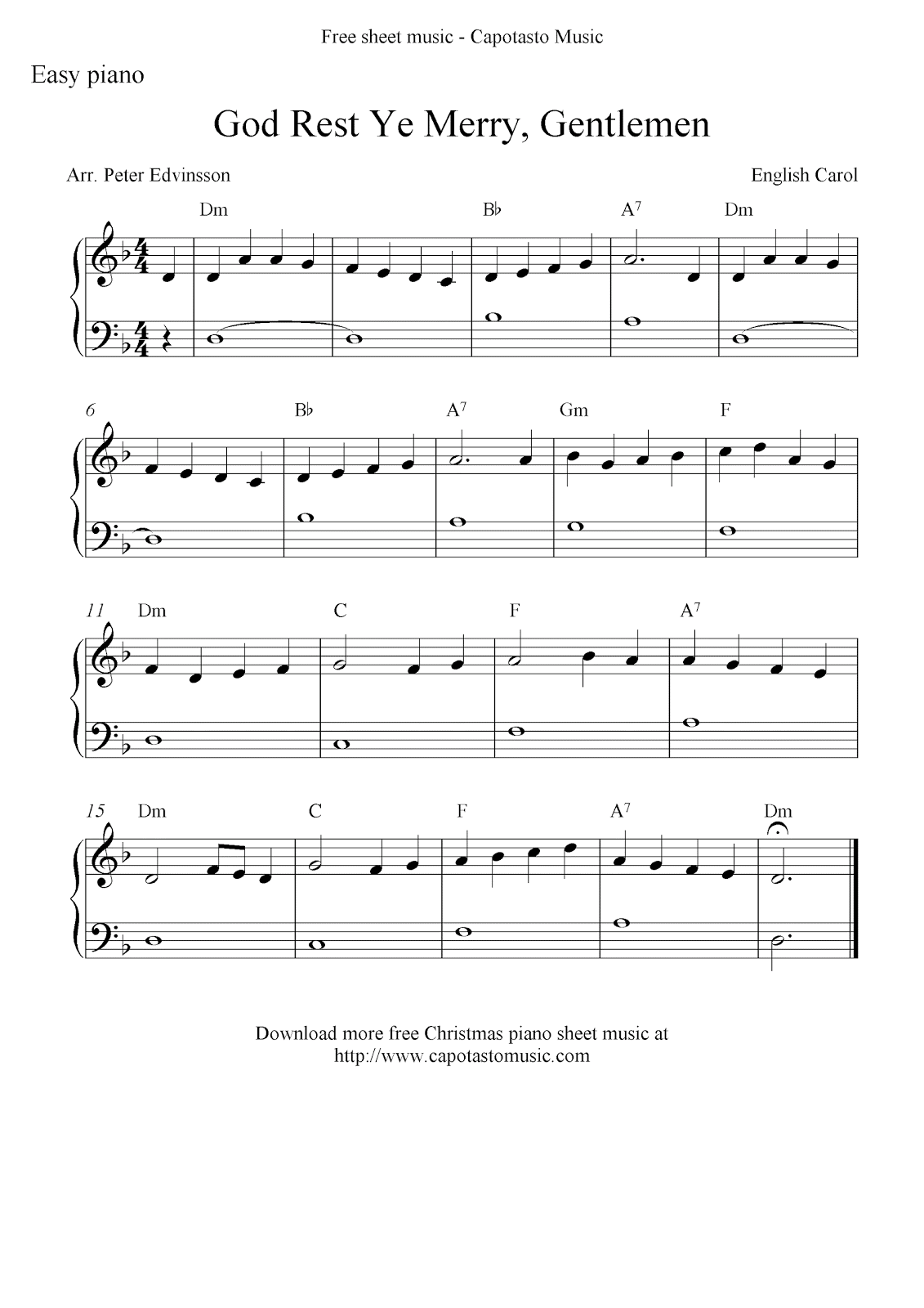 Easy Sheet Music For Beginners: Free Christmas piano sheet music