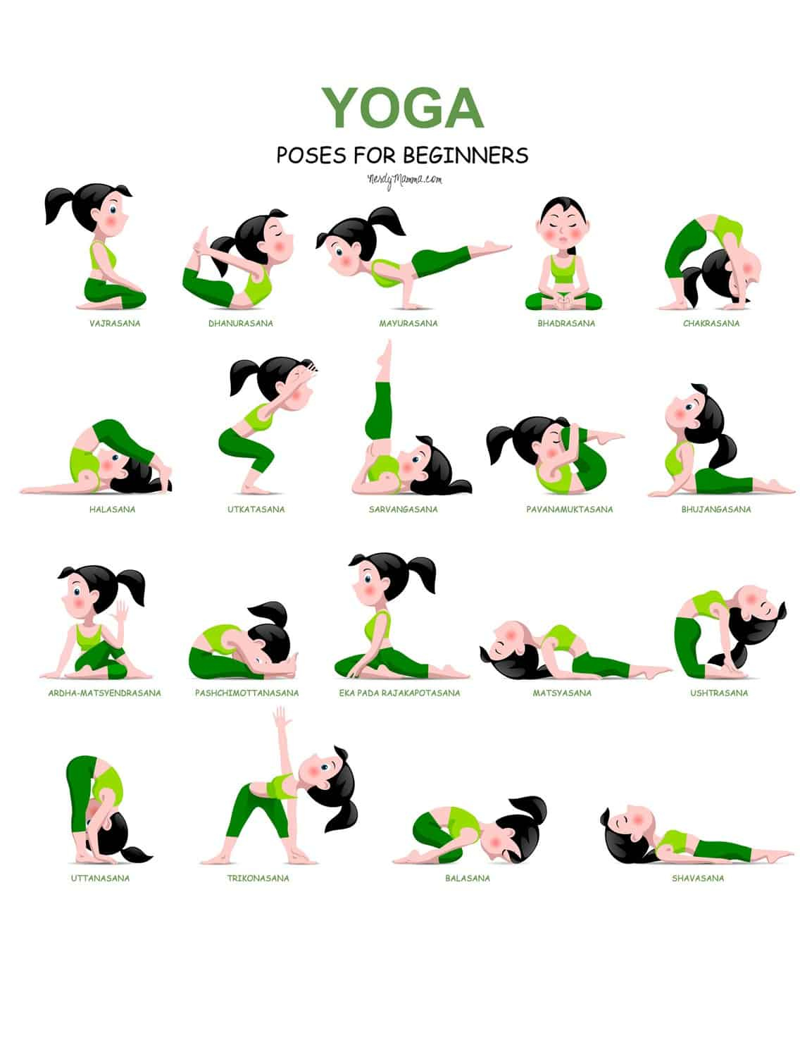 Easy Yoga Poses for Beginners (with a Free Printable) - Nerdy Mamma