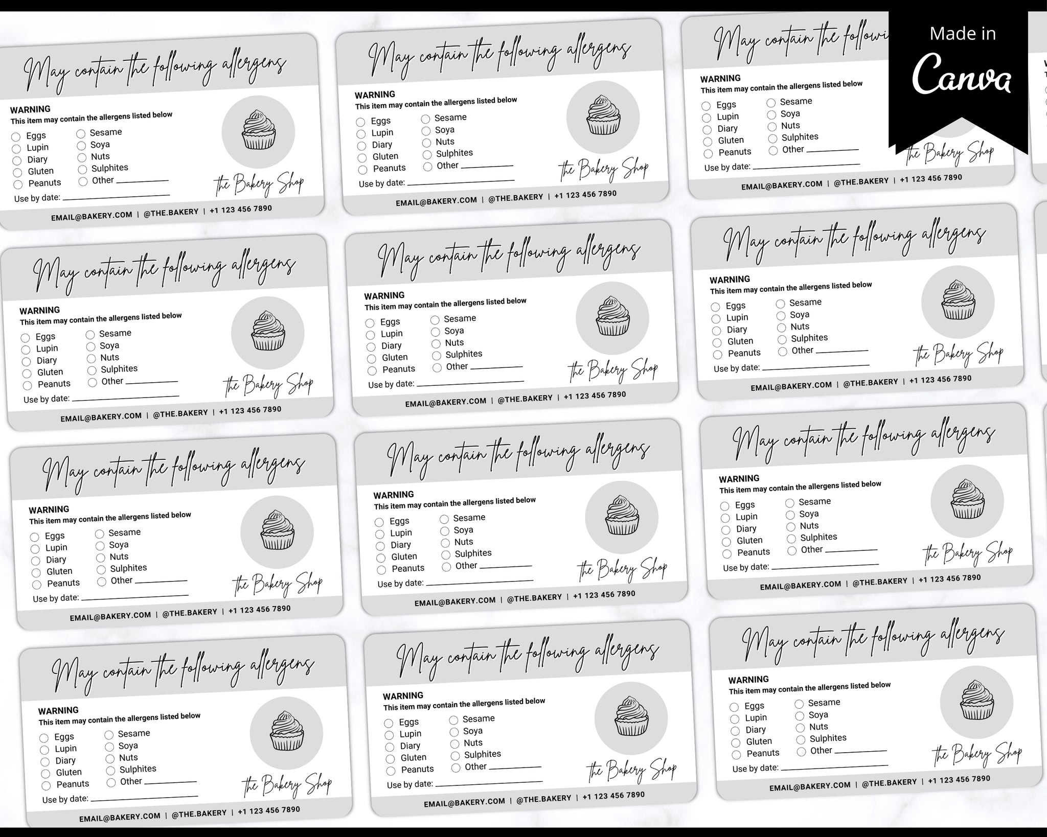 EDITABLE Allergy Label Food Warning Template  Rectangle
