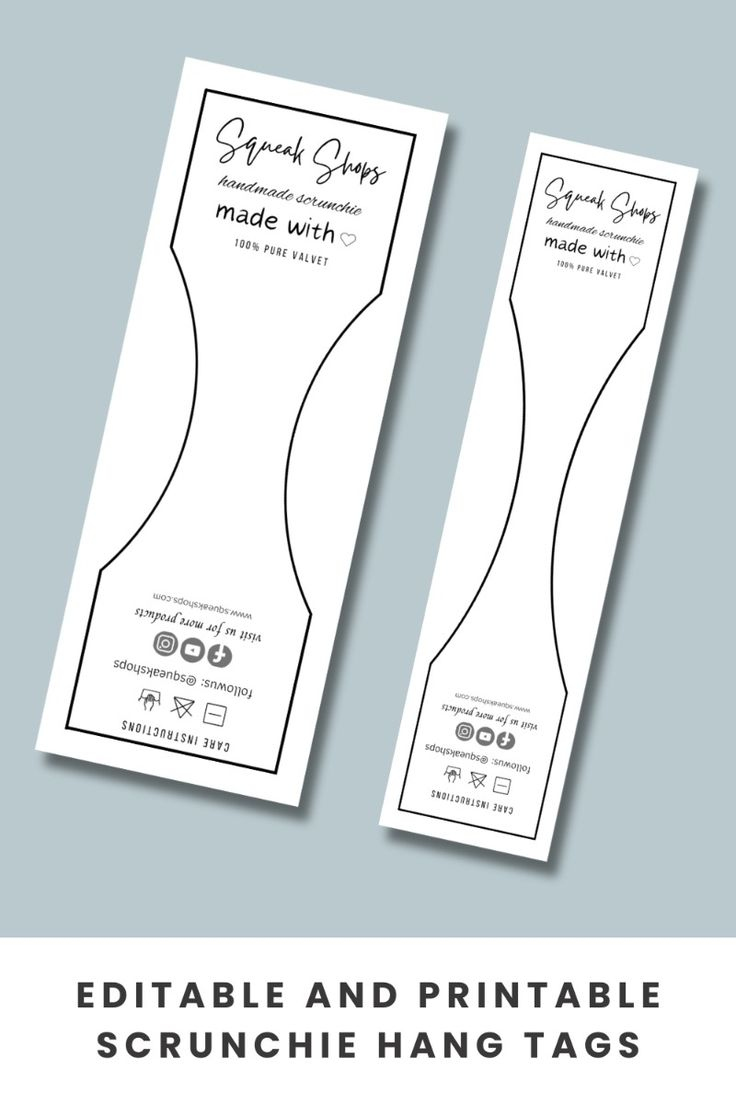 Editable & Printable Scrunchie Tag Template, Scrunchie Label