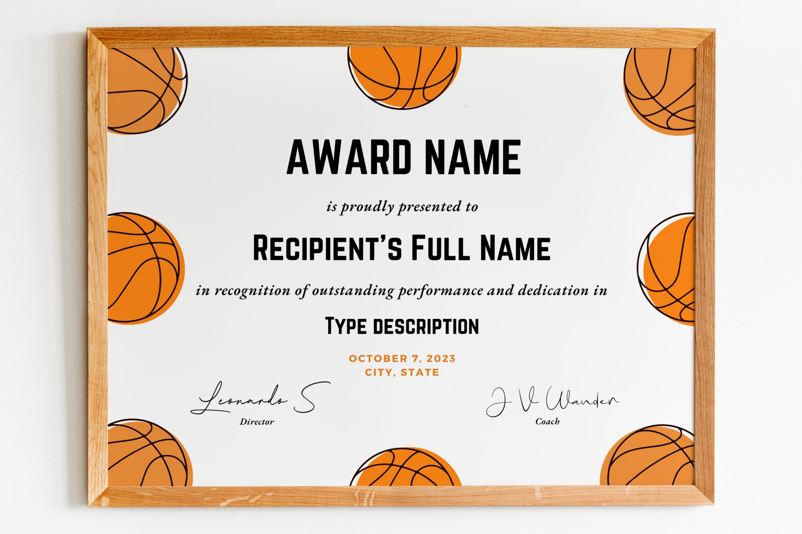 Editable Basketball Award Certificate template, printable Editable Basketball Award Certificate template, printable