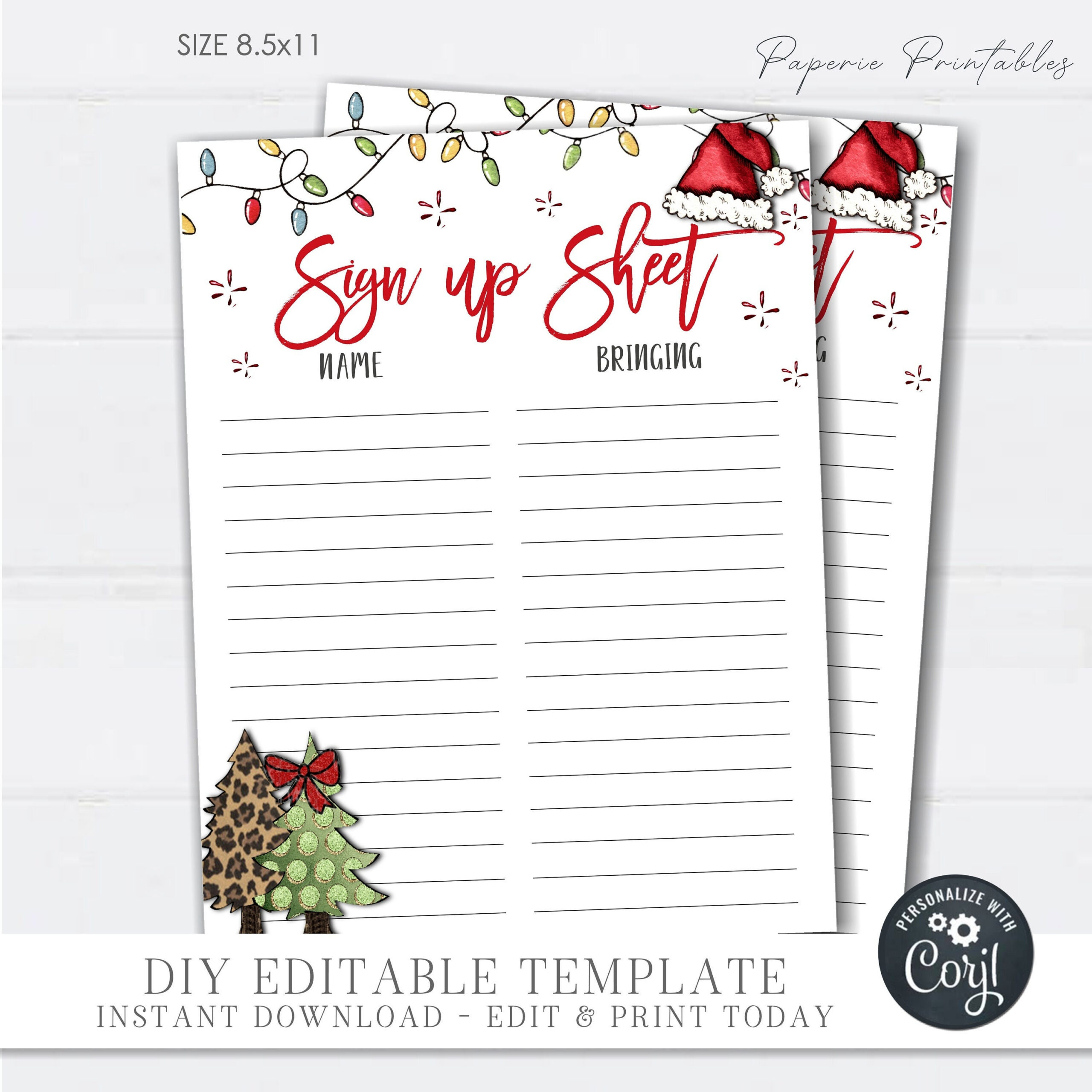Editable Christmas Potluck Sign-Up Sheet (DIY Corjl Template Editable Christmas Potluck Sign-Up Sheet (DIY Corjl Template