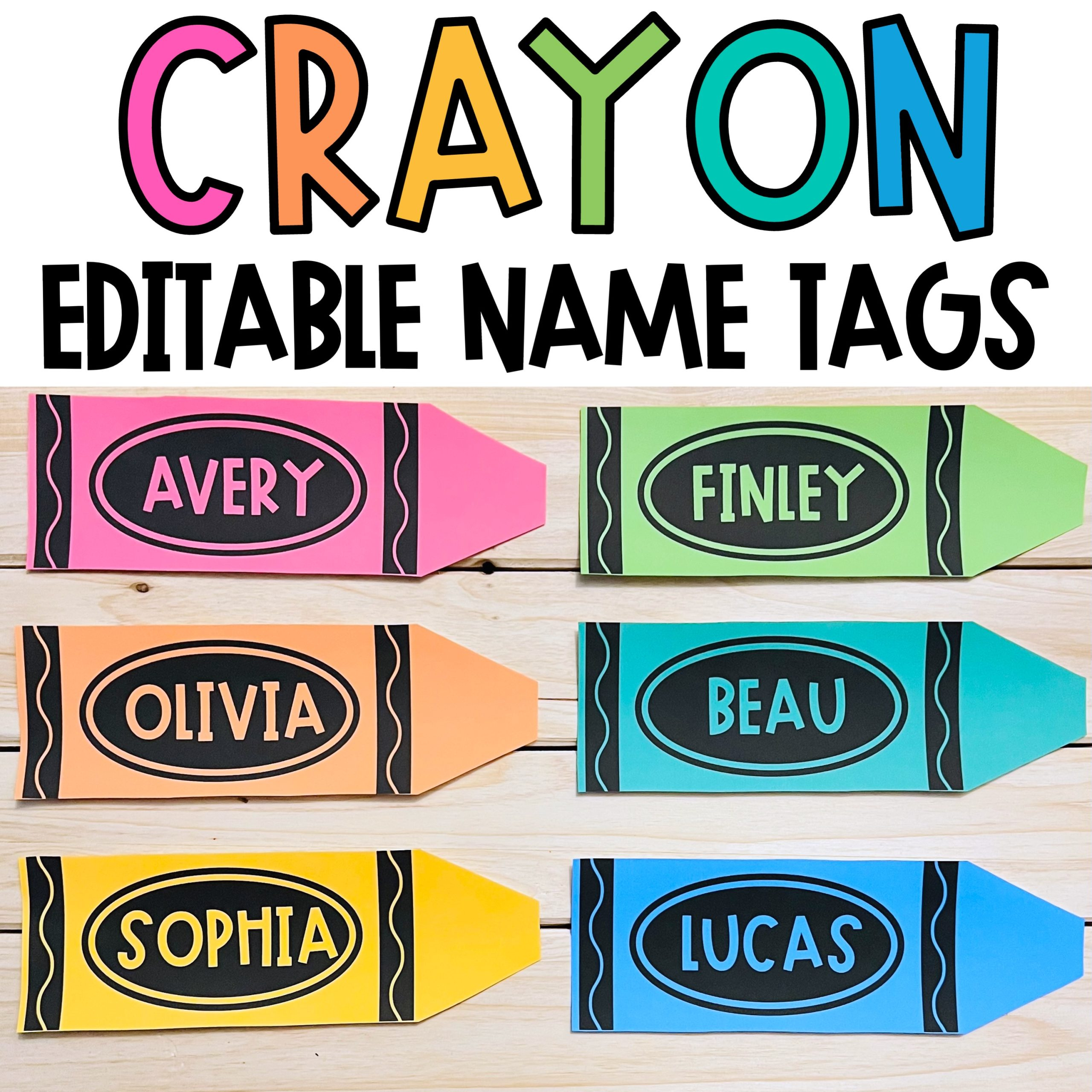 Editable Crayon Name Tags Desk Plates  Made By Teachers