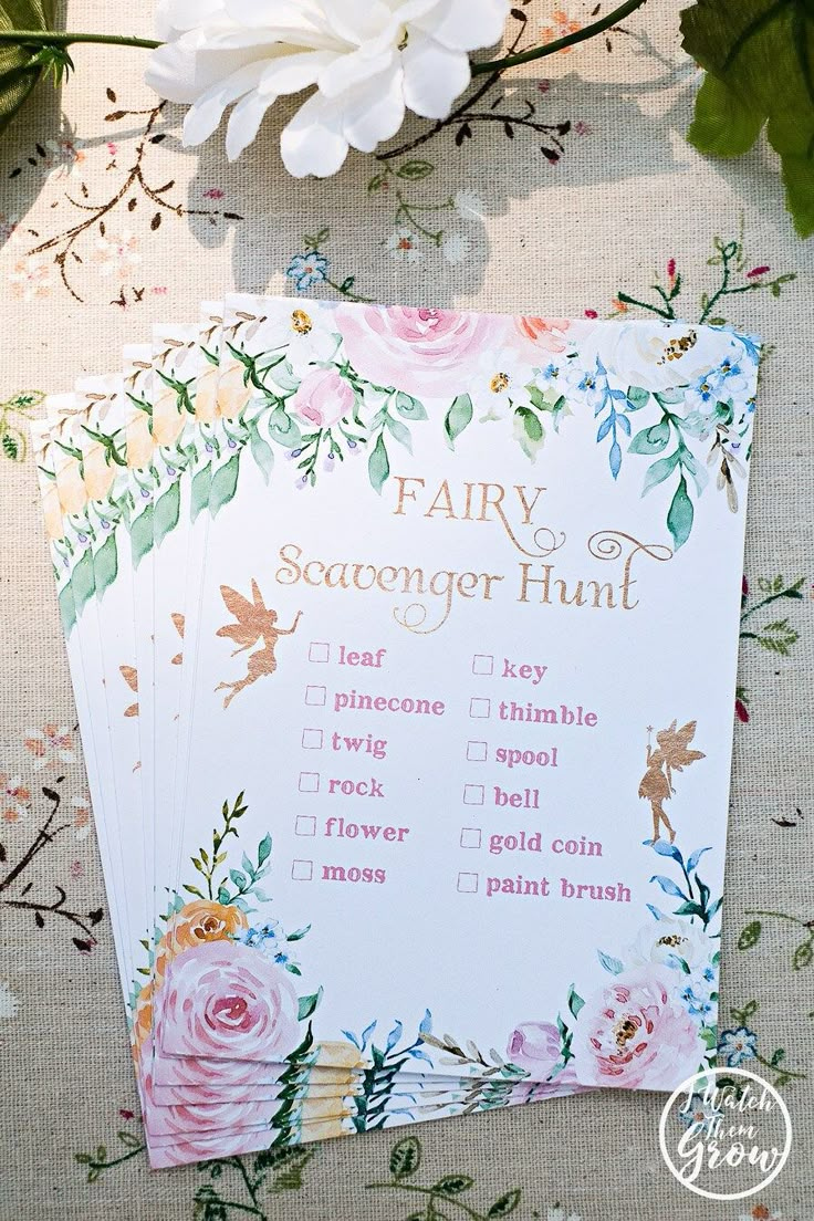 Editable Fairy Scavenger Hunt Game, Printable Fairy Party Game