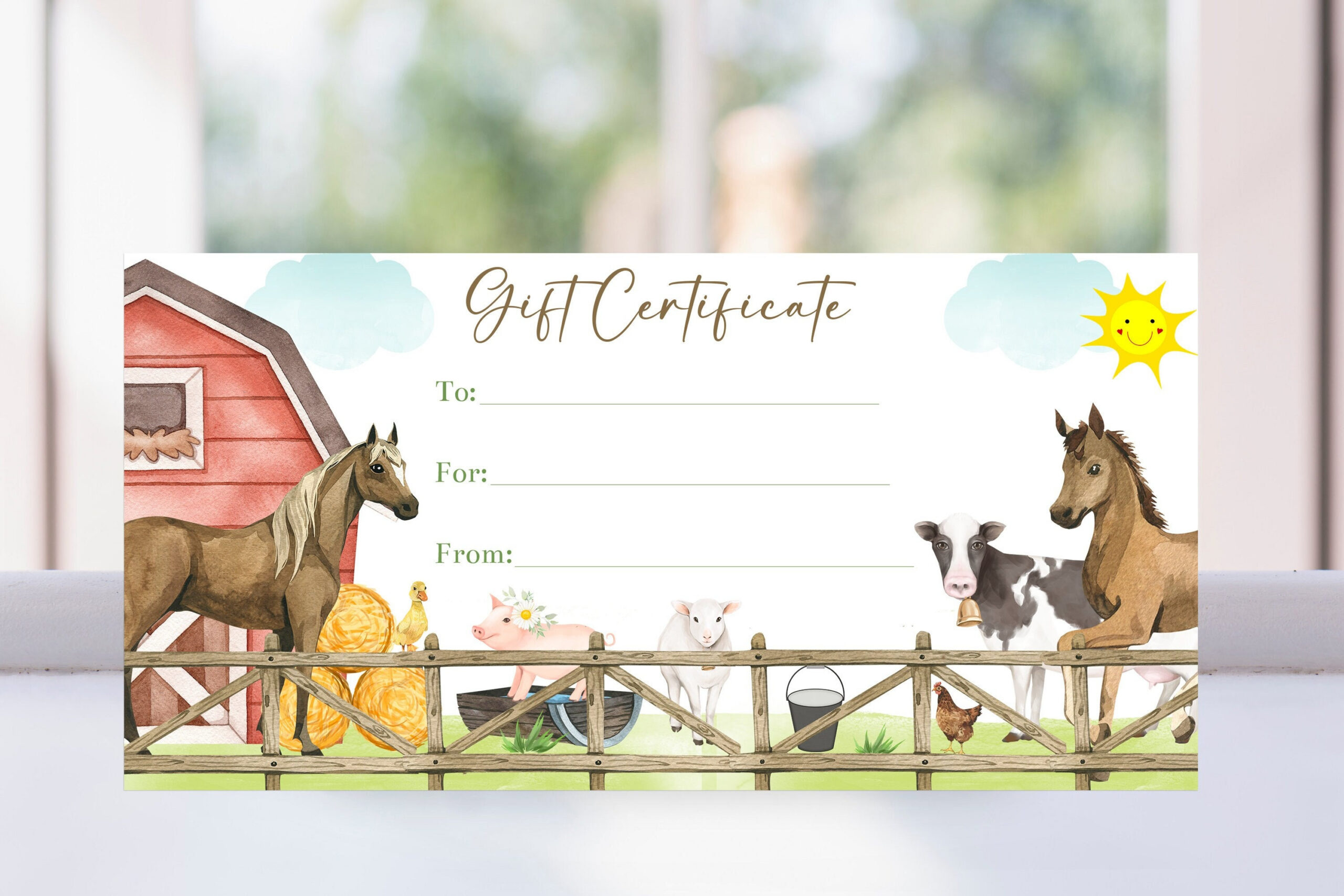 Editable Farm Horseback Riding Gift Certificate Voucher Template