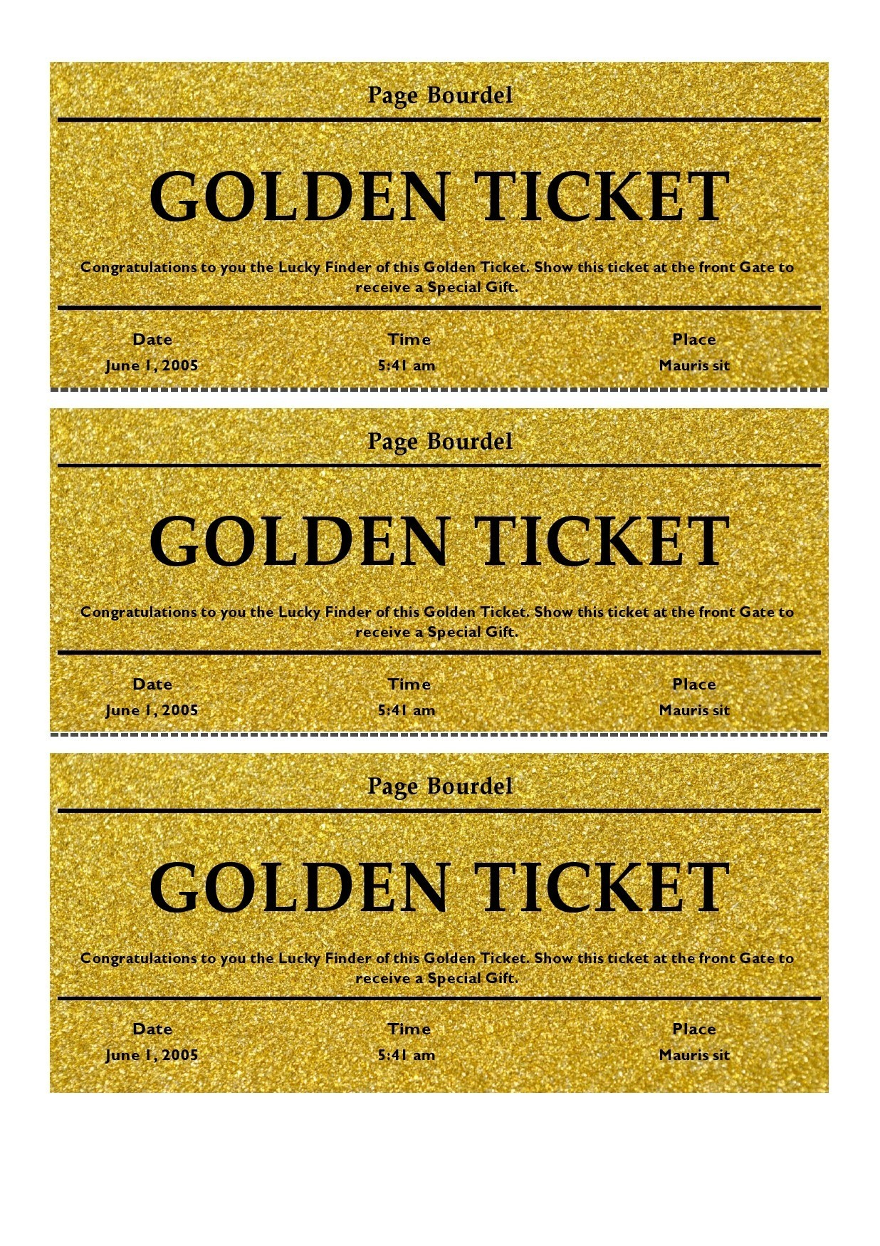 Editable Golden Ticket Templates (Free Downloads)