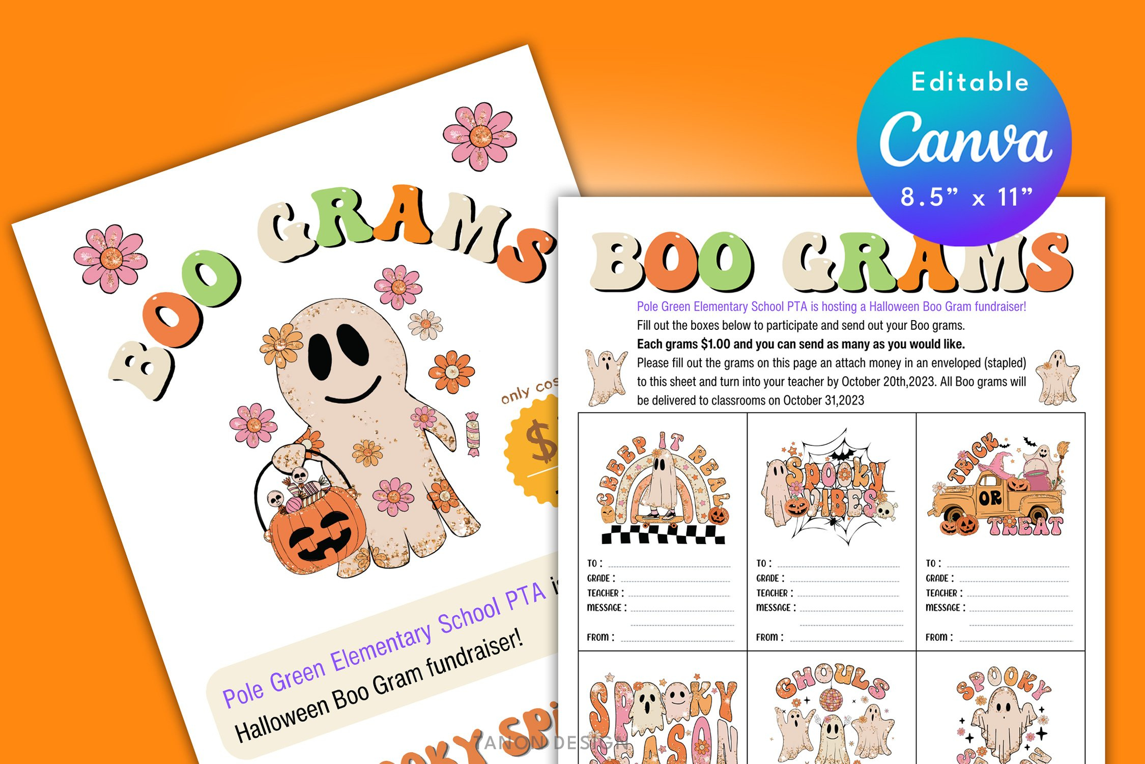 Editable Halloween Boo Gram Template, School Candy ()
