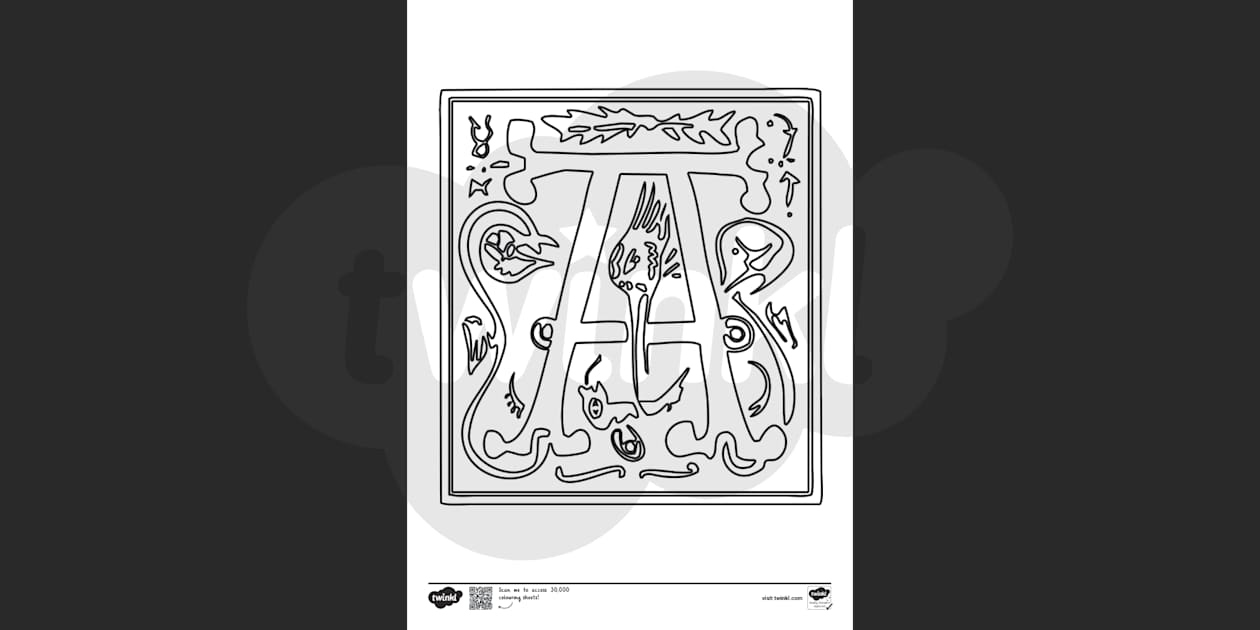 Editable Illuminated Letters Coloring Pages  Printable