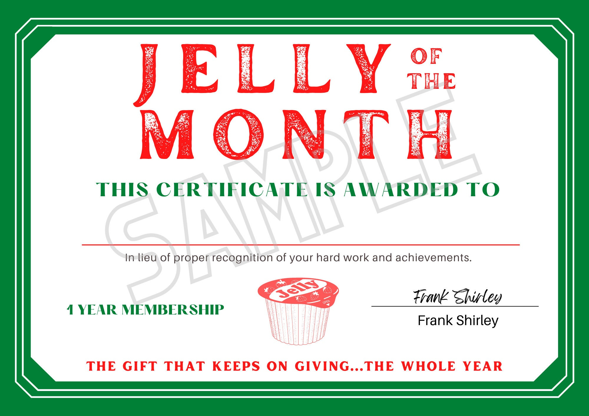 EDITABLE Jelly of the Month Club PRINTABLE - Clark Griswold