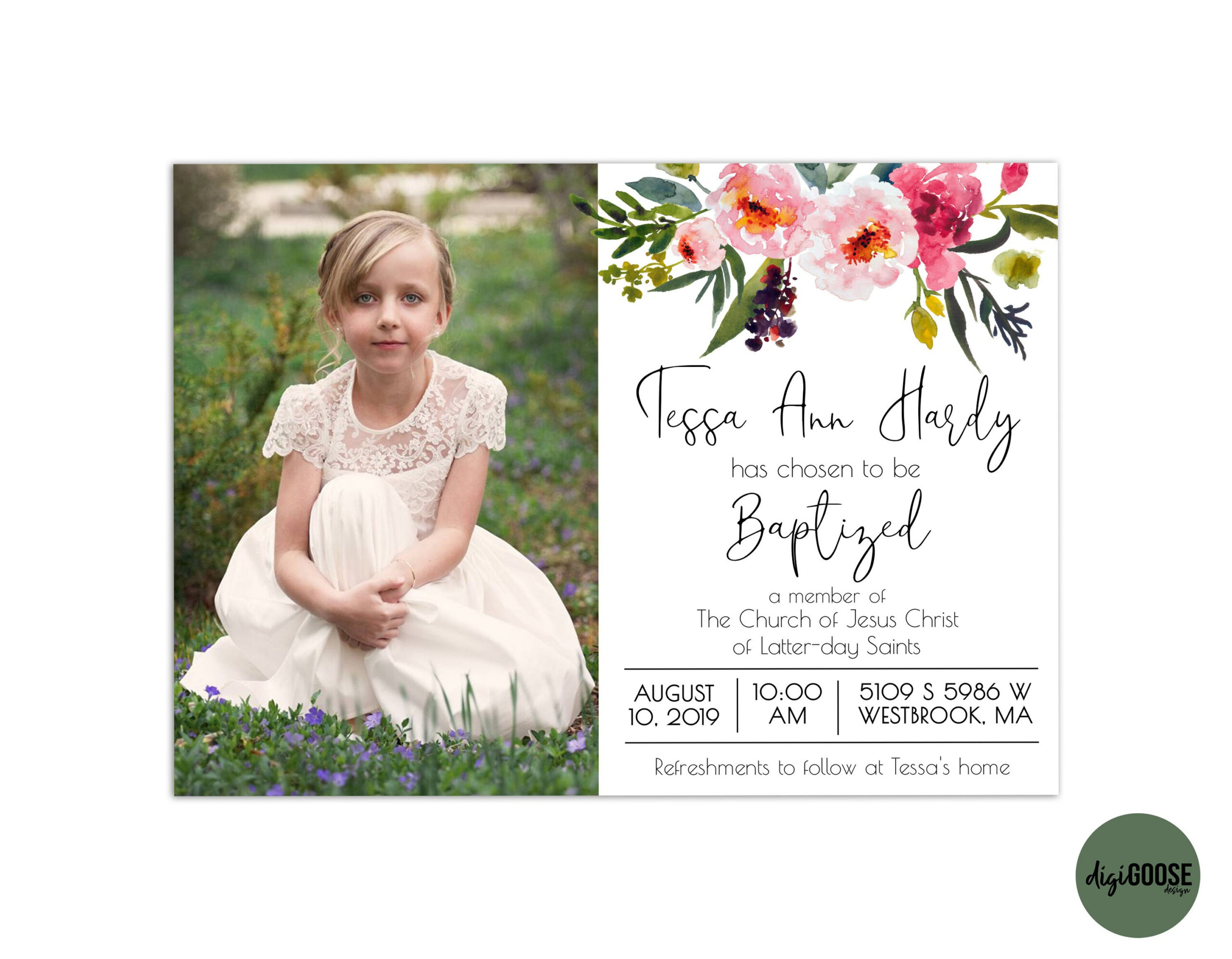 EDITABLE, LDS Baptism Invitation Template, Printable Baptism