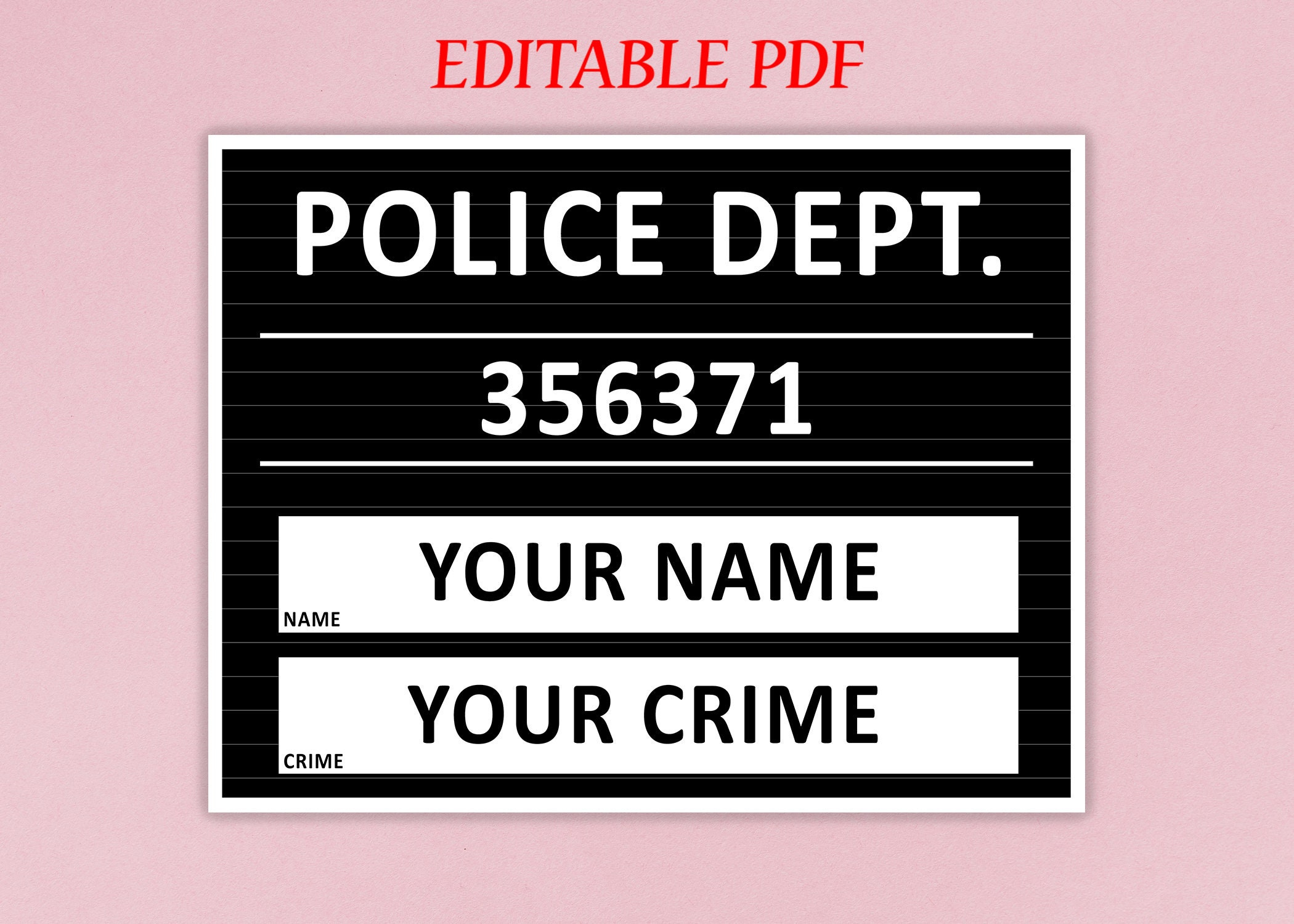 Editable Mugshot for Parties PDF - Etsy