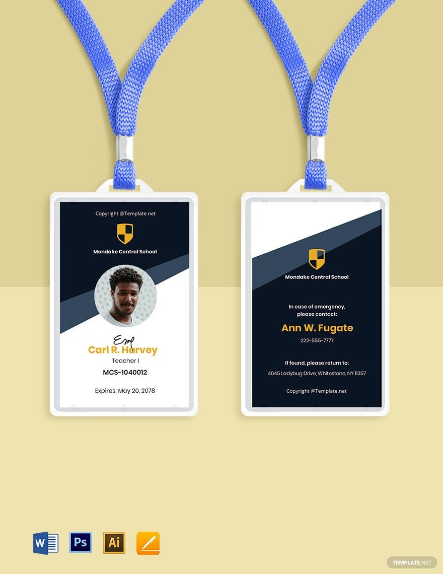 Editable School ID Card Templates in PDF to Download