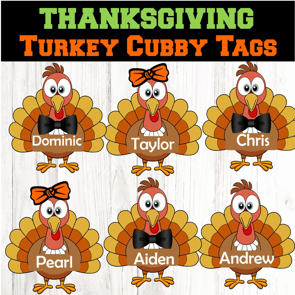 Editable Thanksgiving Turkey Name Tags  Classroom Cubby Labels