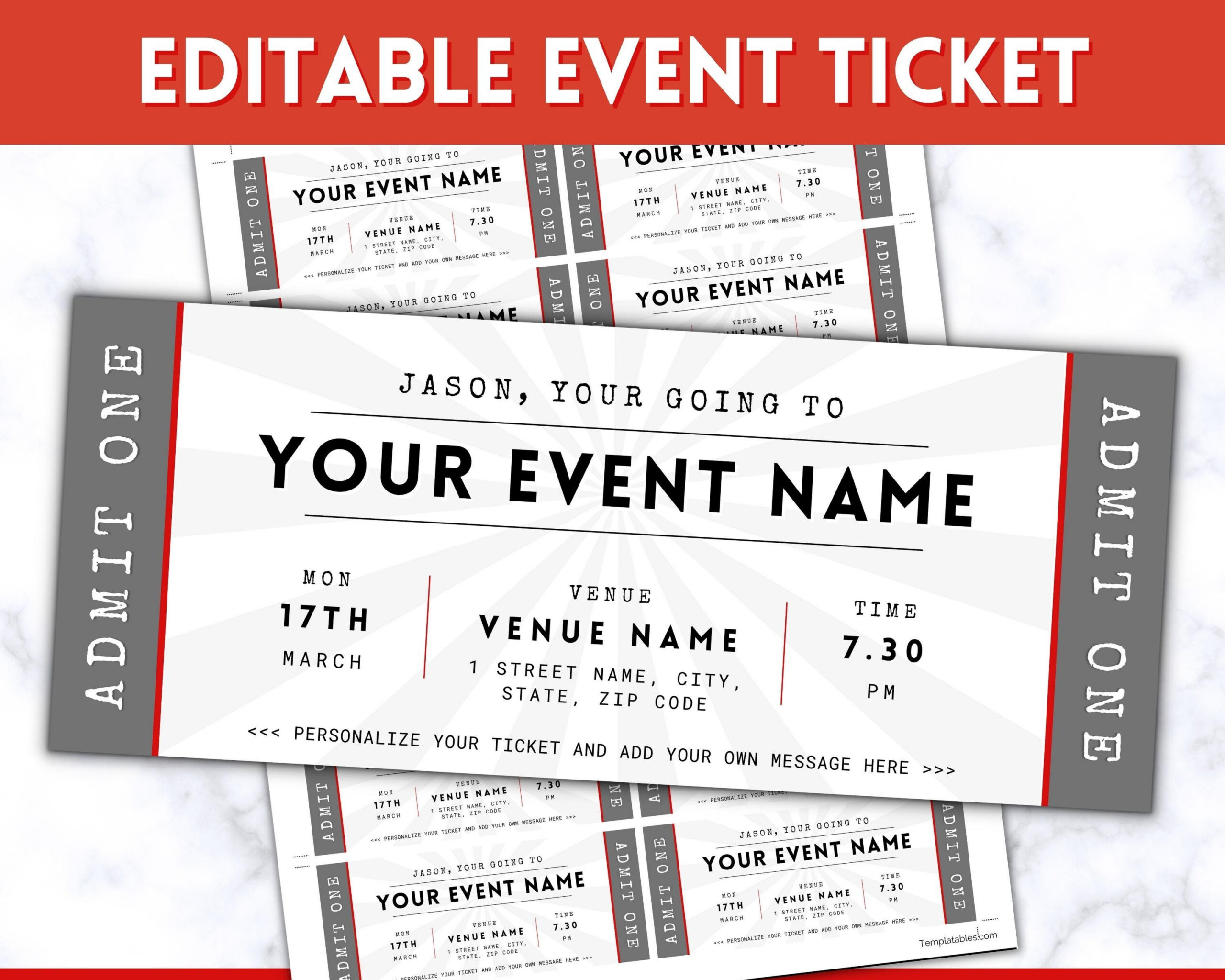 EDITIERBARE Event Ticket Vorlage, DIY Event Printable, Surprise EDITIERBARE Event Ticket Vorlage, DIY Event Printable, Surprise