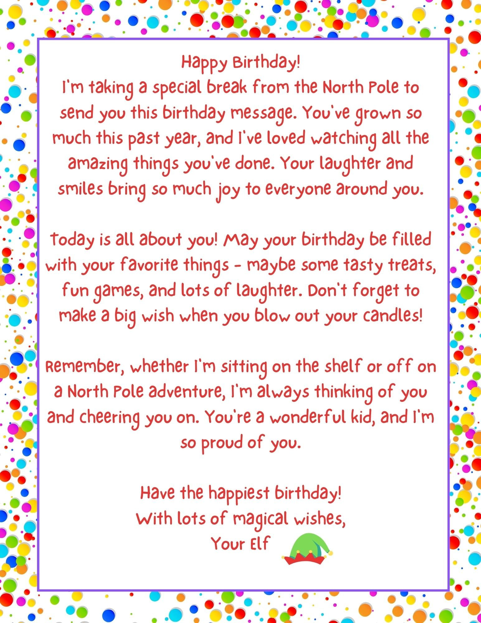 Elf Birthday Letter - A Sparkle of Genius