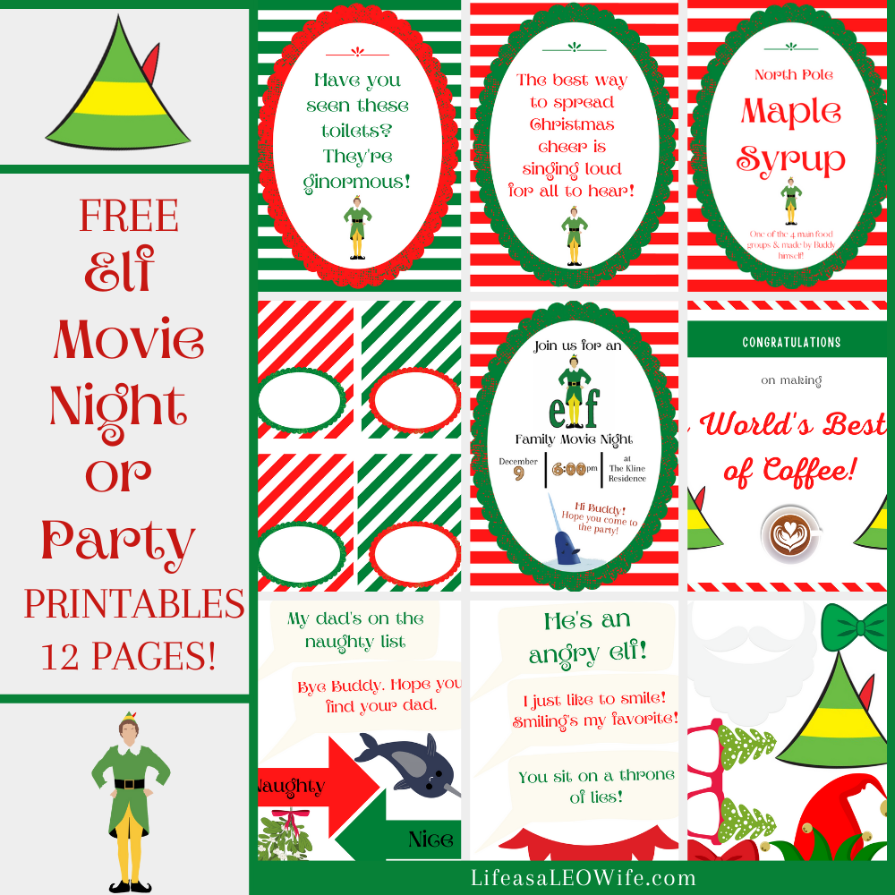 Elf Movie Night Free Printables - Life as a LEO Wife