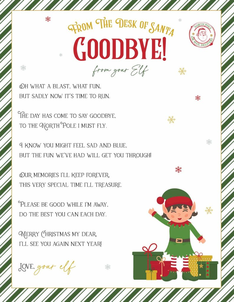 Elf on the Shelf Arrival and Goodbye letters, FREE printable set Elf on the Shelf Arrival and Goodbye letters, FREE printable set