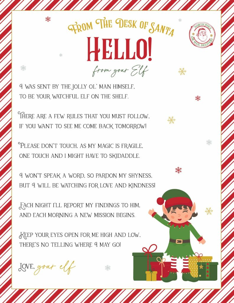 Elf on the Shelf Arrival and Goodbye letters, FREE printable set Elf on the Shelf Arrival and Goodbye letters, FREE printable set