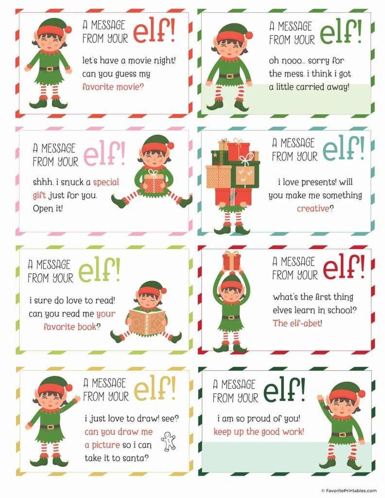 Elf on the shelf notes and jokes, FREE printable set of  cards