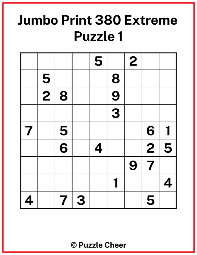Extreme Jumbo Print Sudoku Puzzles - Puzzle Cheer