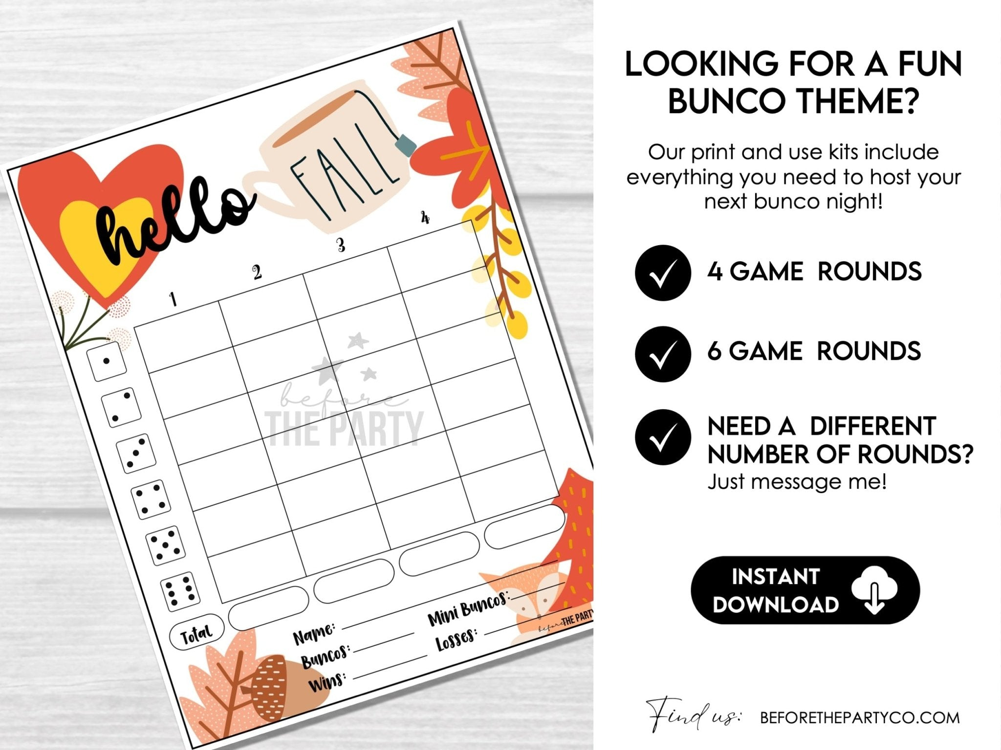 Fall Bunco Party Set Printable Autumn Game Night Kit – Before Fall Bunco Party Set Printable Autumn Game Night Kit – Before