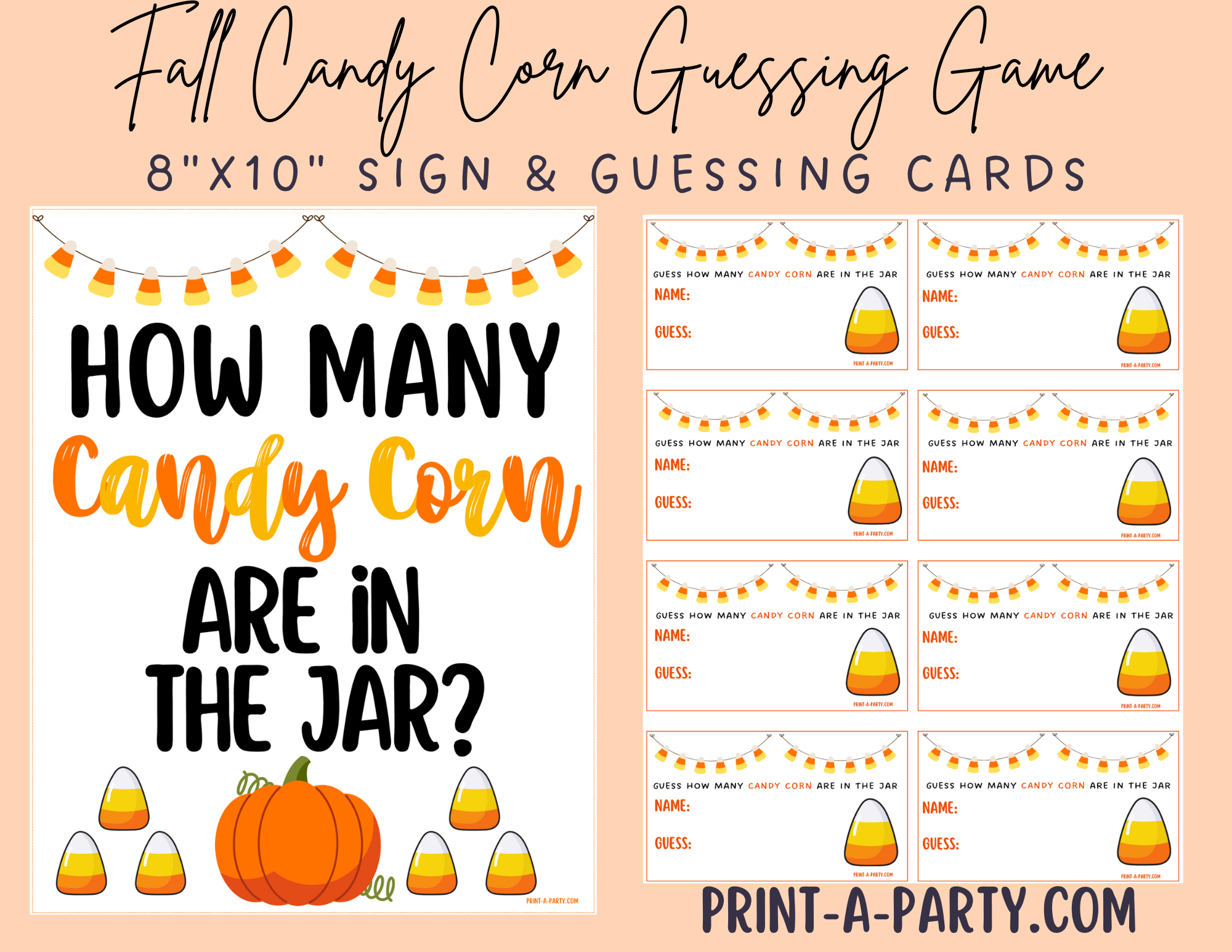 Fall Candy Corn Jar Guessing Game Printable – Sign & guessing