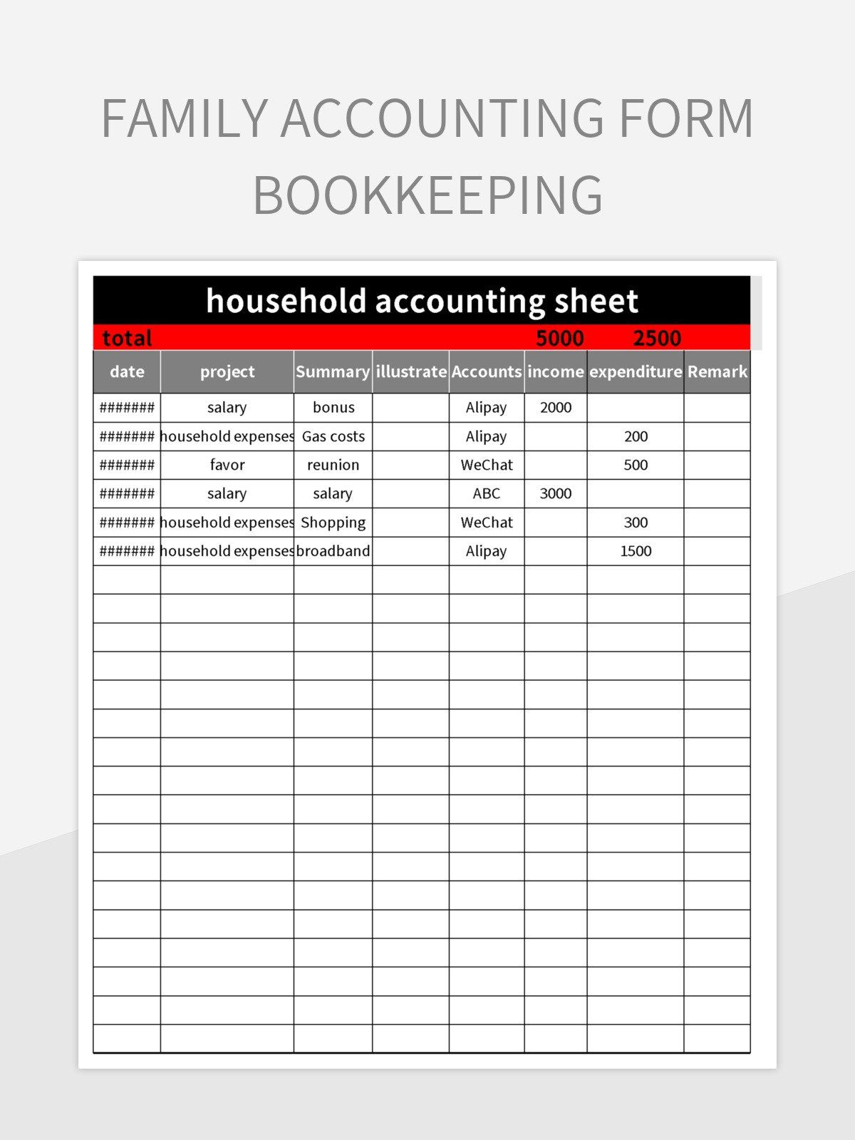 Family Accounting Form Bookkeeping Excel Template And Google