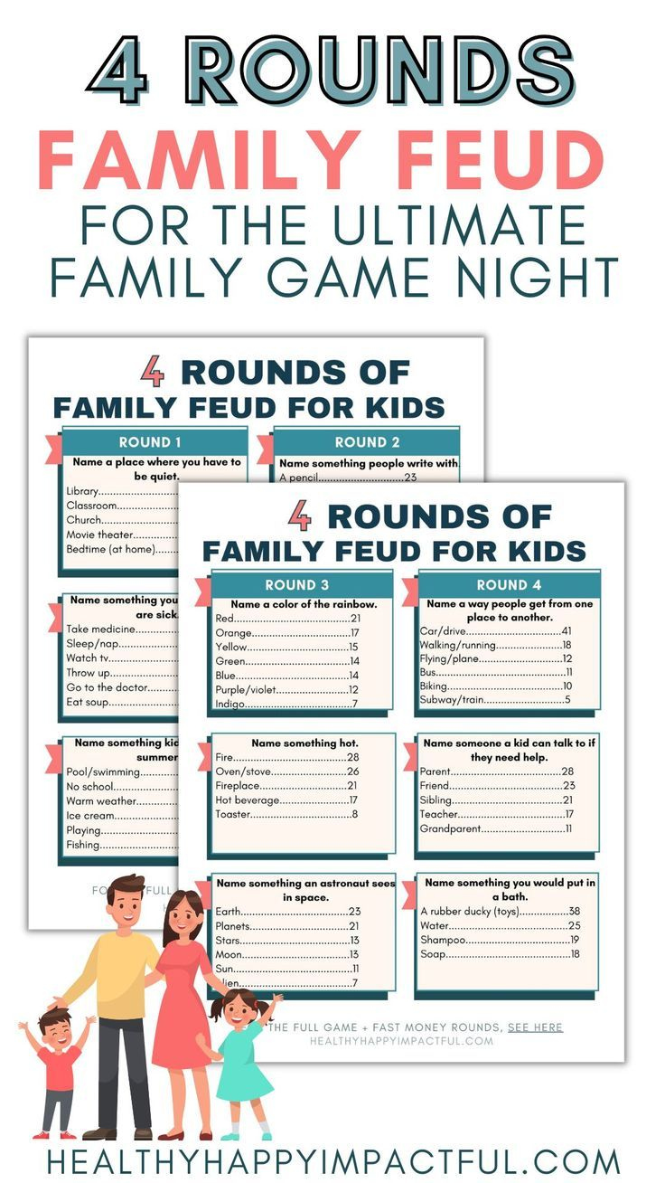 Family Feud Questions and Answers Free Printable Game.