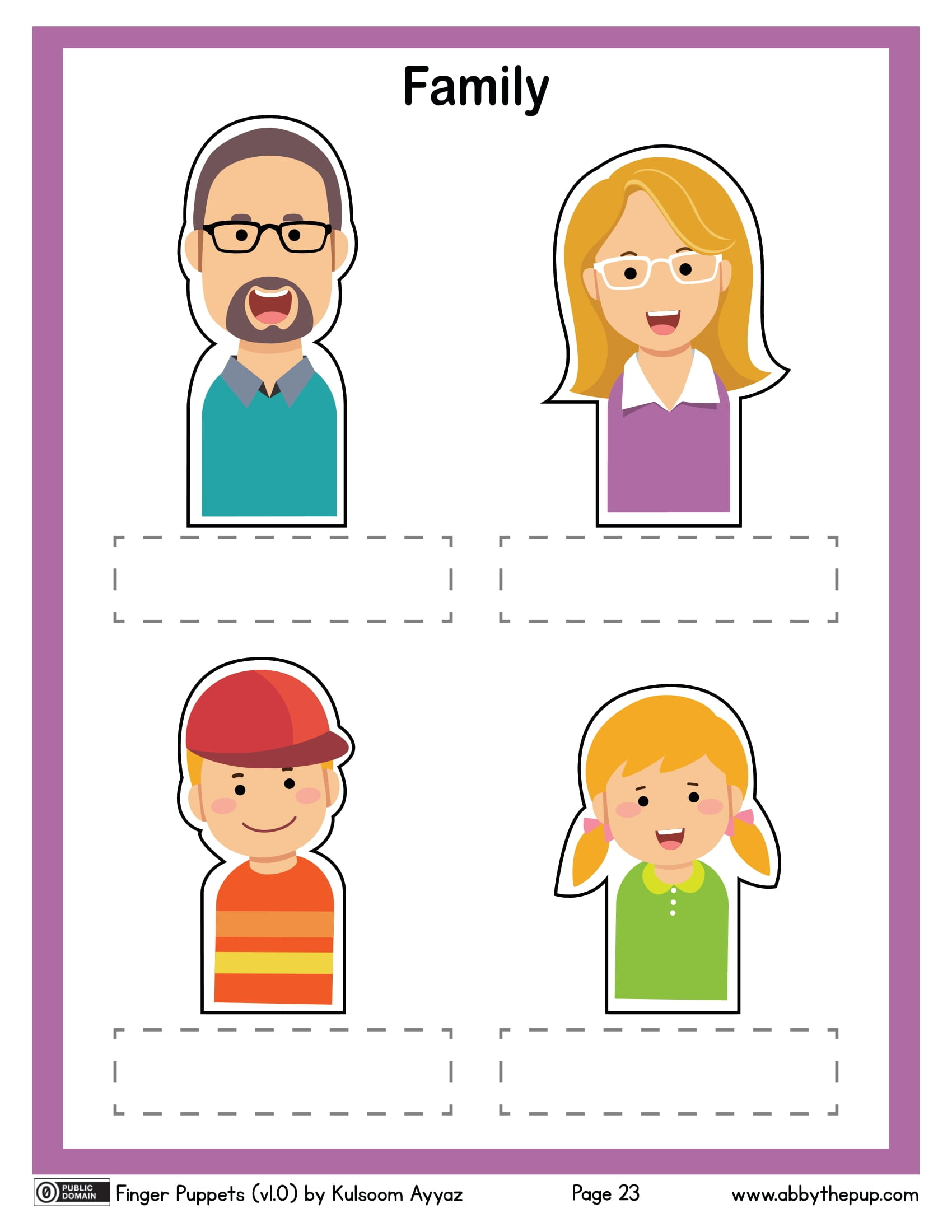 Family Finger Puppets  Free Printable Paper Сraft Templates