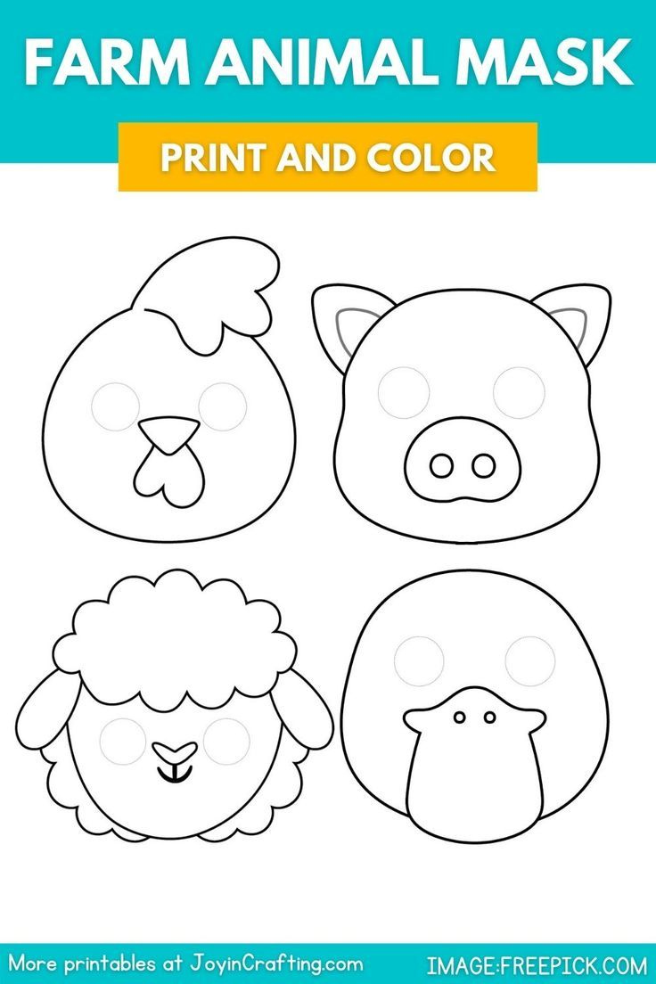 Farm Animal Mask Printable Coloring Page