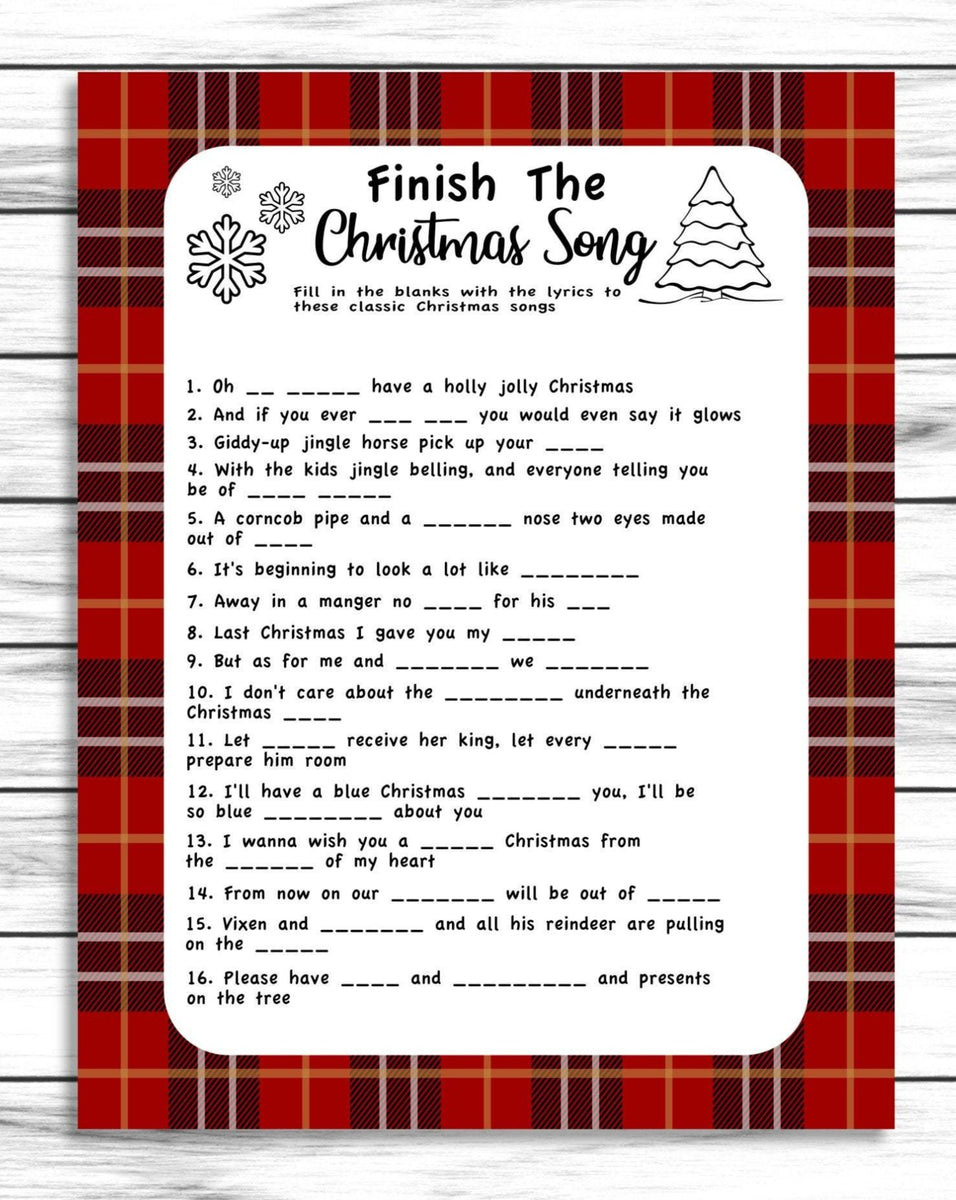 Finish The Song Christmas Game, Christmas Songs, Christmas Party