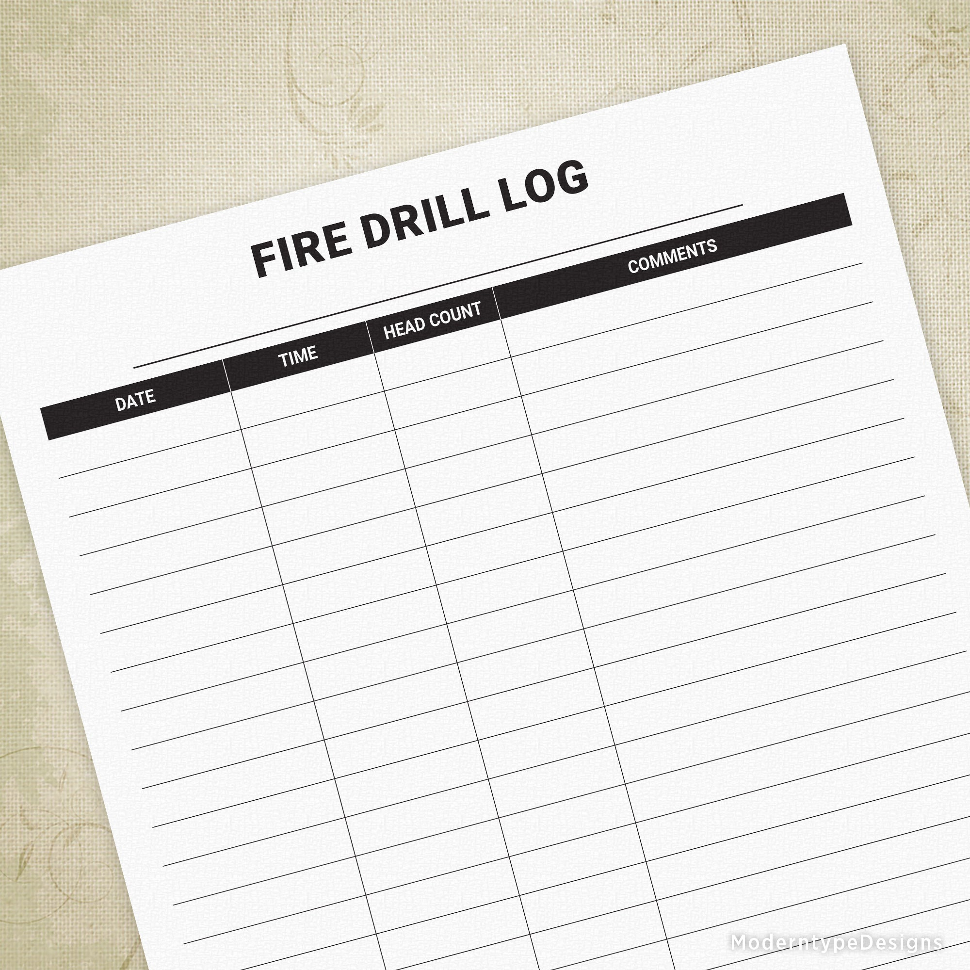 Fire Drill Log Printable for any Building Fire Drill Log Printable for any Building