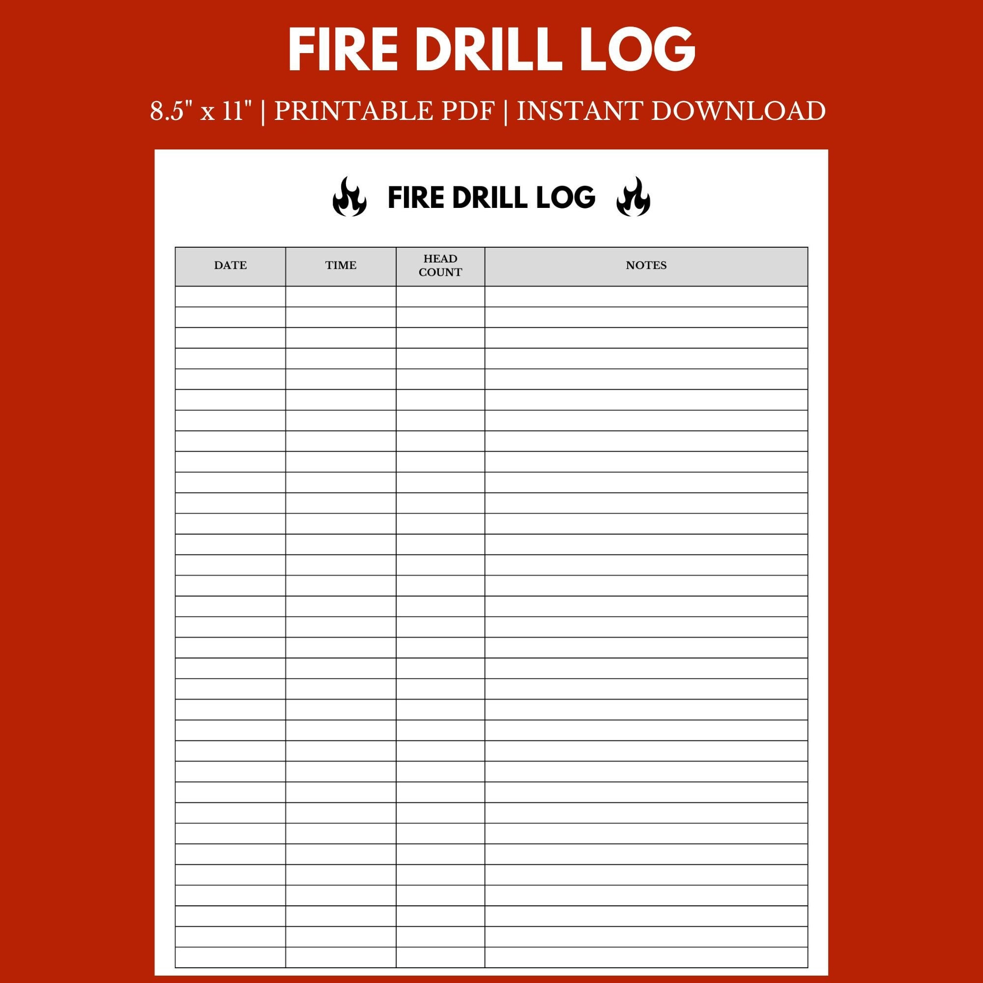 Fire Drill Log Fire Drill Log