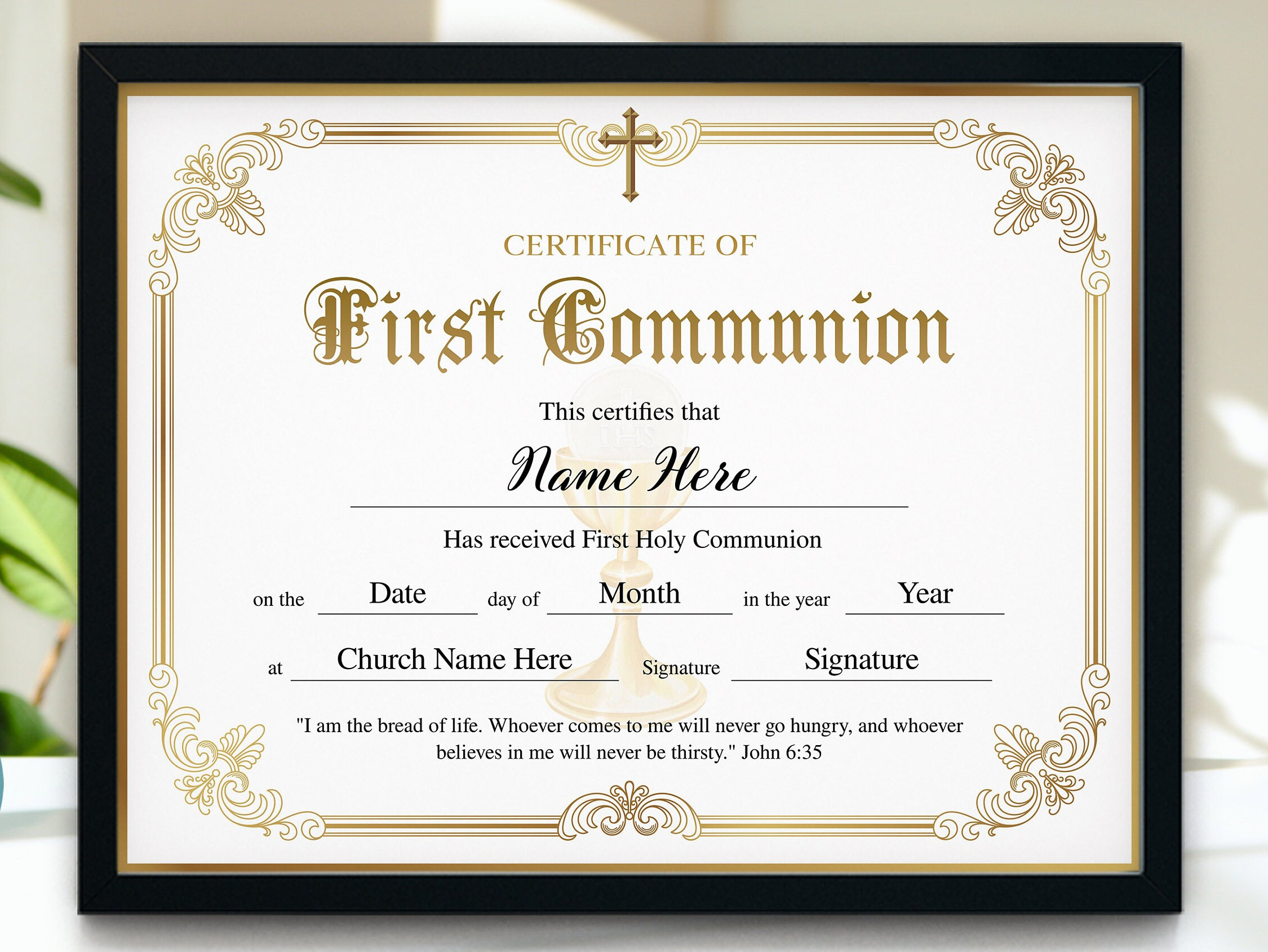 First Communion Certificate Template, x