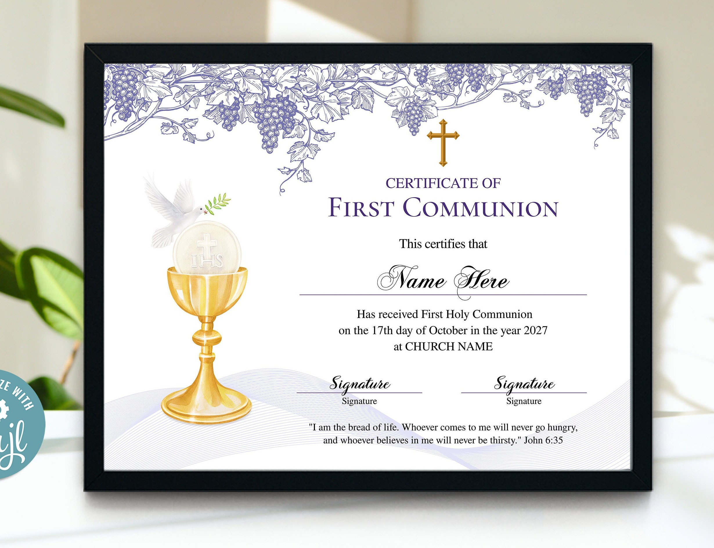 First Communion Certificate, x