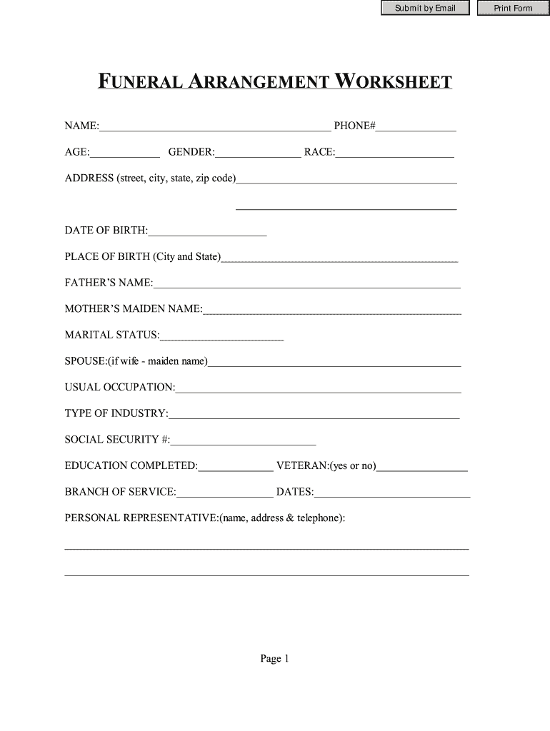 FL Brown Funeral and Crematory Arrangement Form - Fill Online