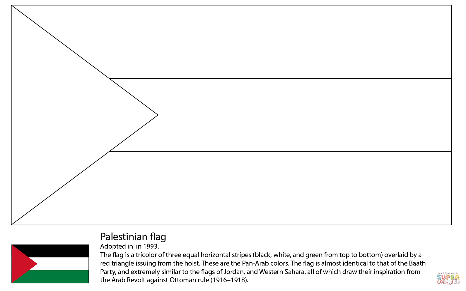 Flag of Palestine Coloring Page  Free Printable