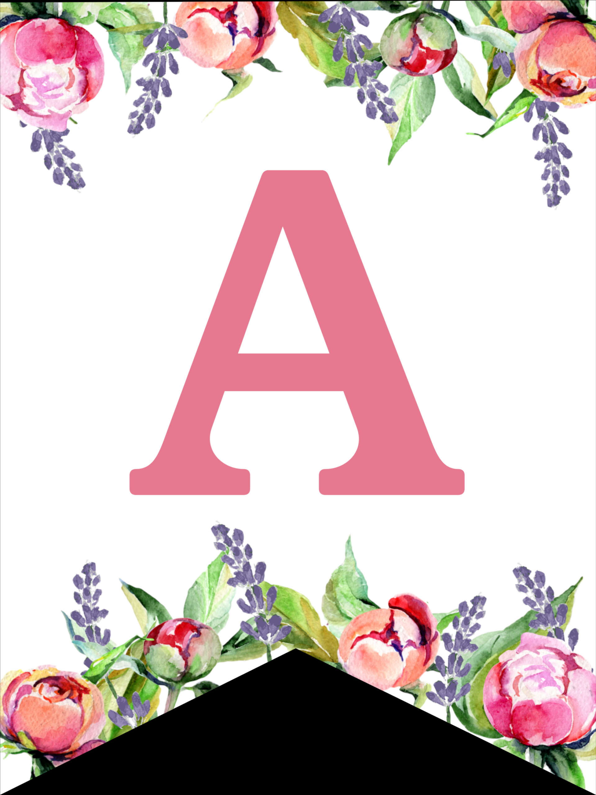 Floral Free Printable Alphabet Letters Banner - Paper Trail Design