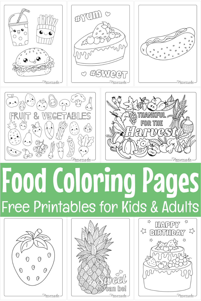 Food Coloring Pages for Kids & Adults