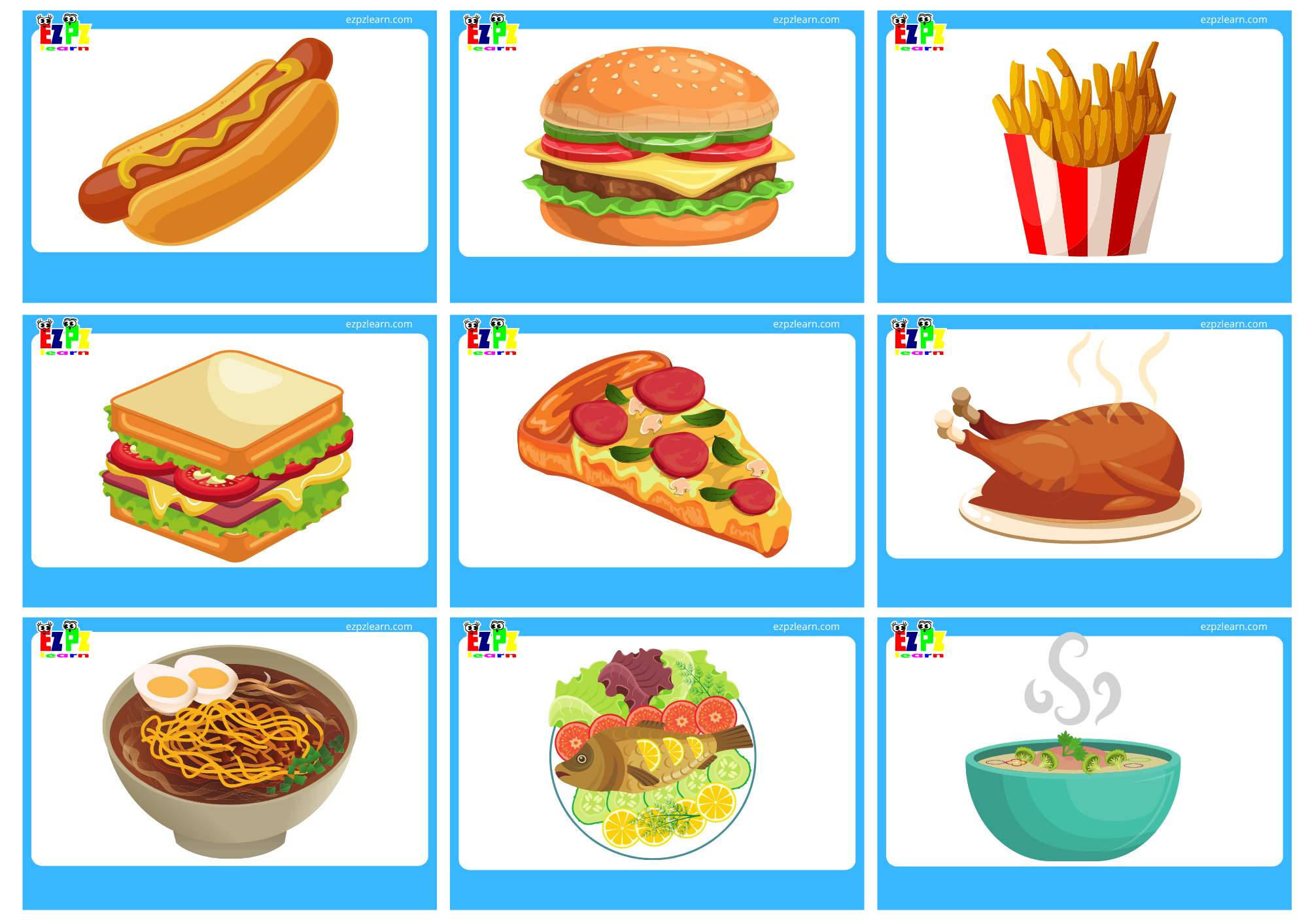 Food Flashcards no words use online or download free PDF file