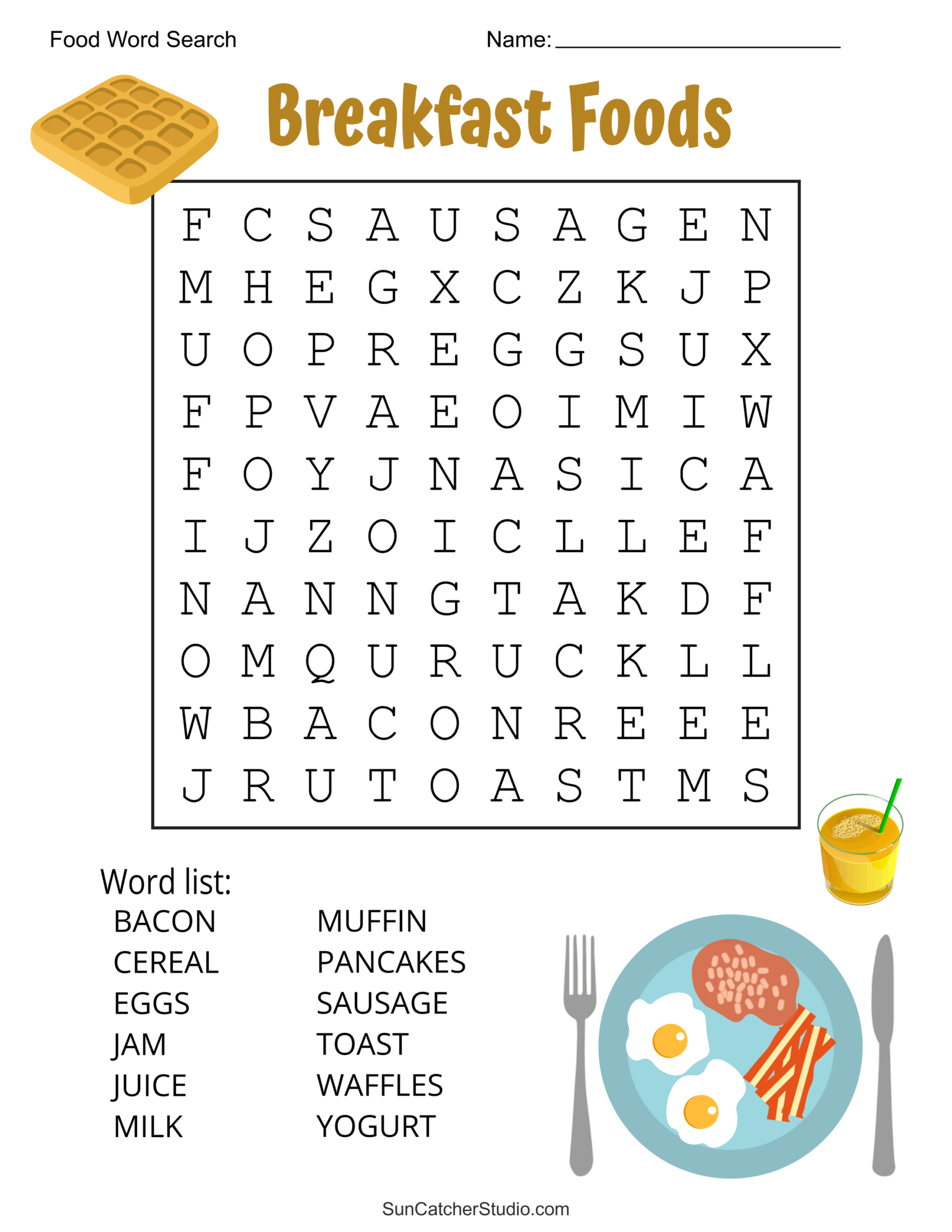 Food Word Search (Free Printable Puzzles) – Free Printables