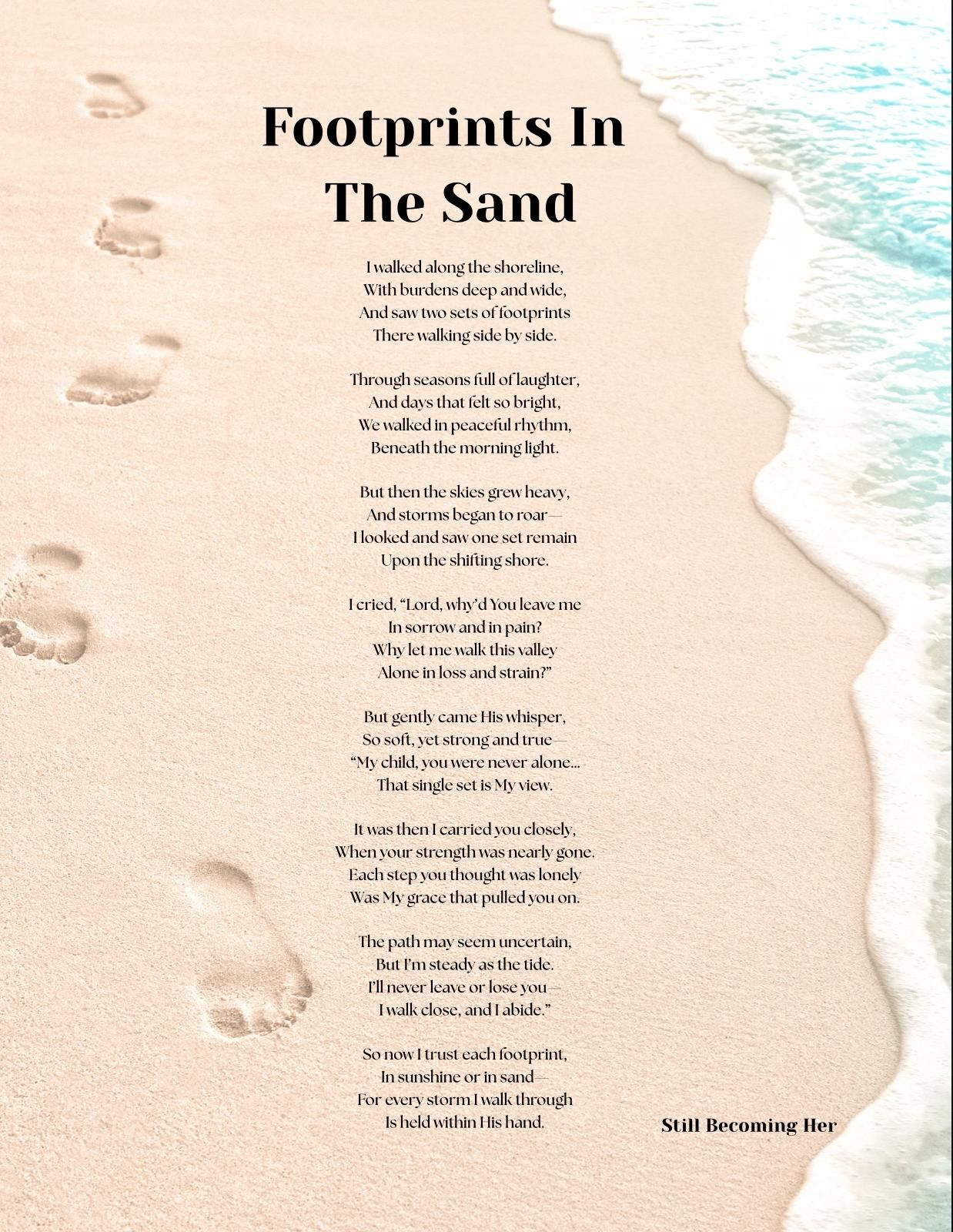 Footprints In The Sand Poem Printable - Shop on Pinterest