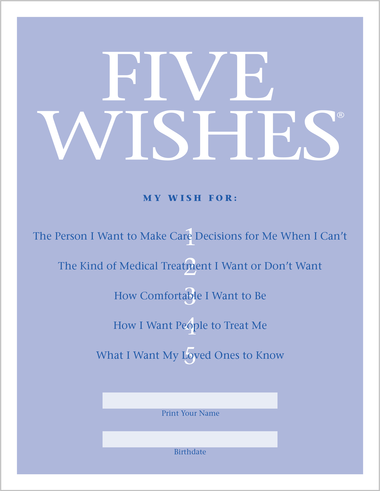 For Myself · Five Wishes For Myself · Five Wishes
