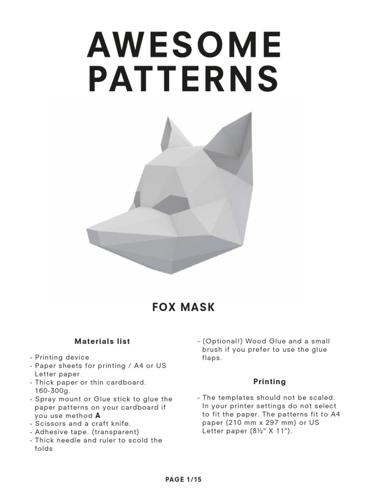 FOX (AwesomePatterns) PDF  PDF  Adhesive  Crafts