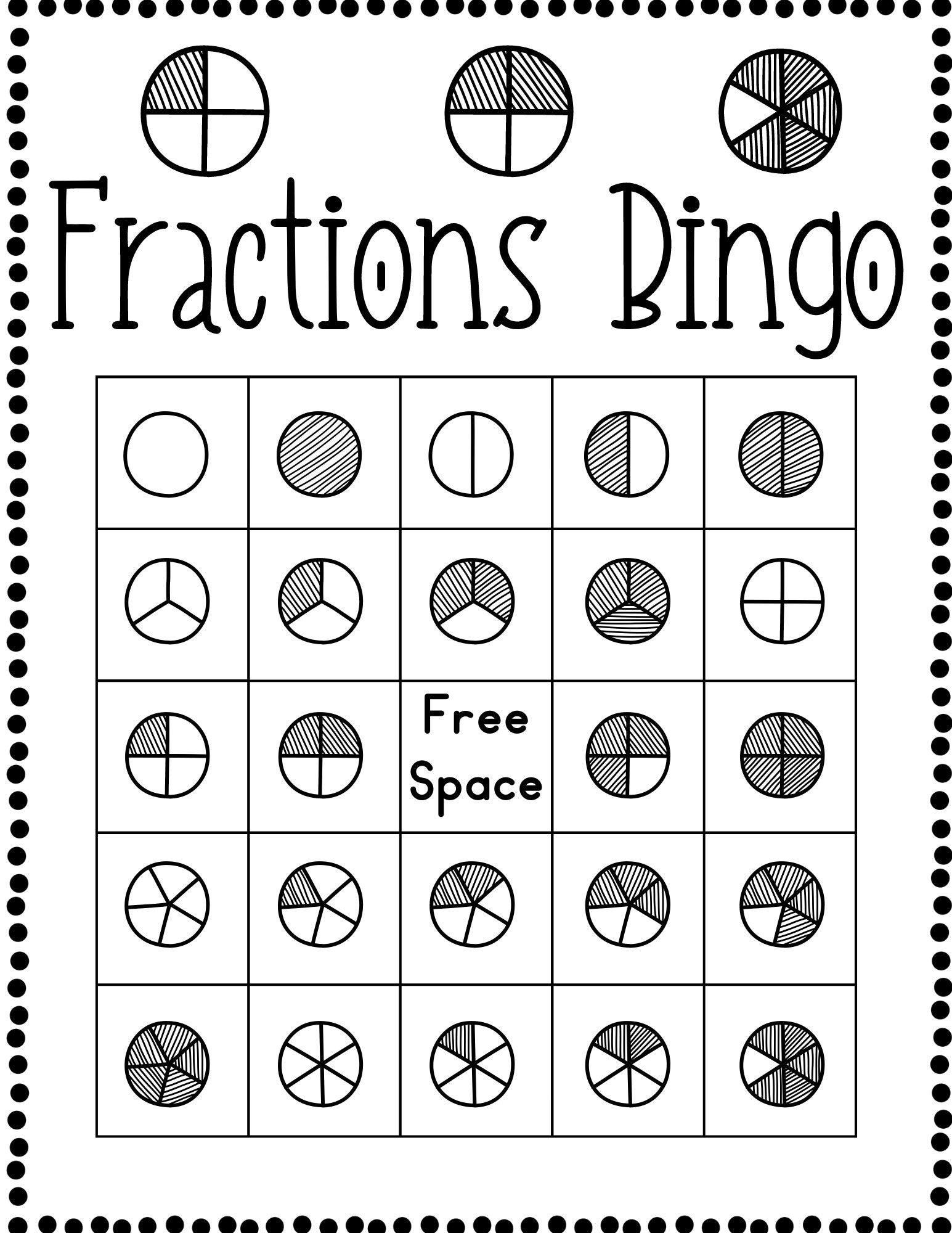Fractions Bingo Math Printable Fractions Bingo Math Printable