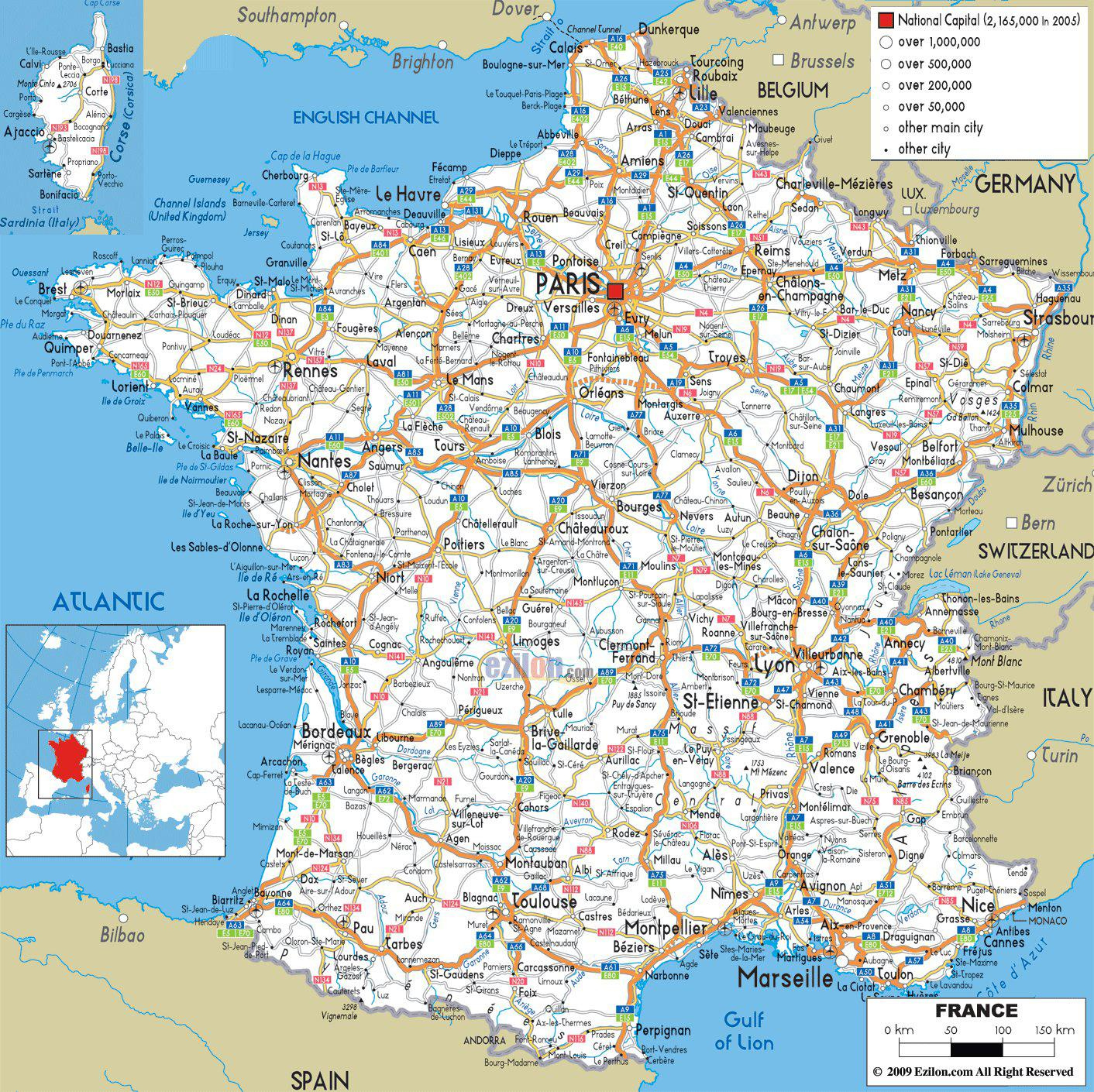 France road map - Detailed road map of France (Western Europe France road map - Detailed road map of France (Western Europe