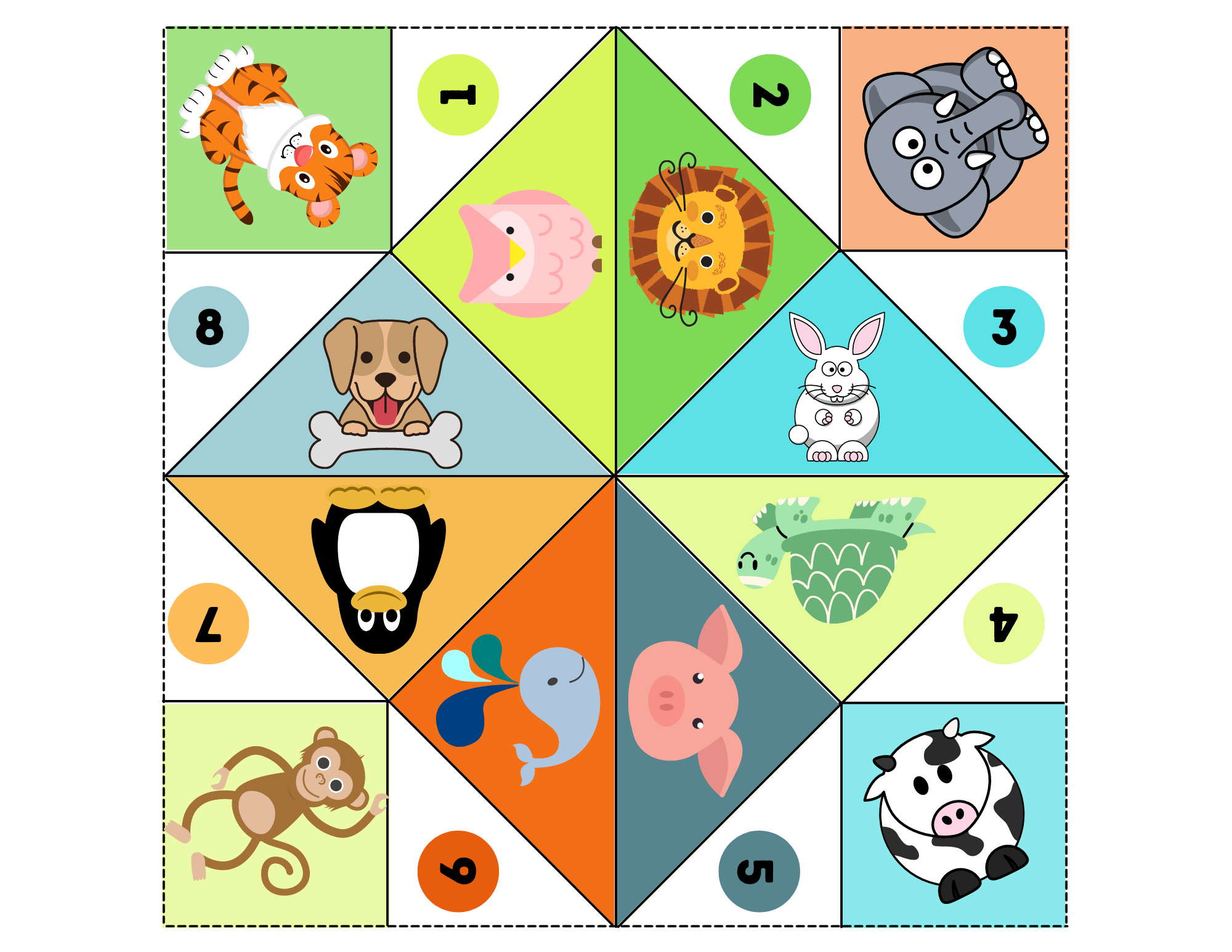 Free Animal Game -- Cootie Catcher -- Fortune Teller