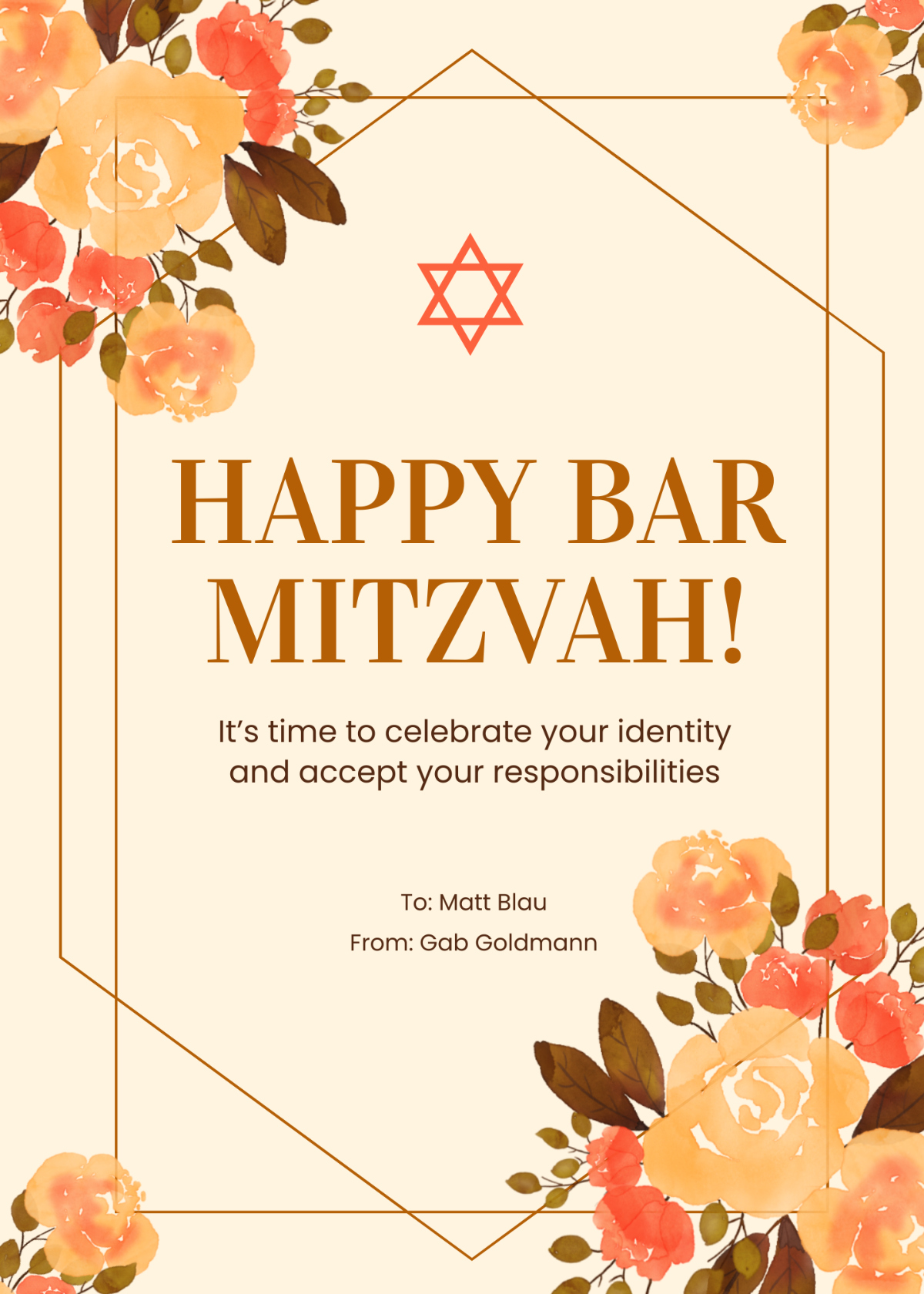 Free Bar Mitzvah Card Templates, Editable and Printable
