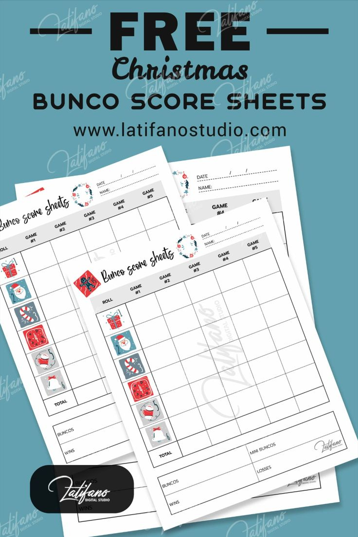 Free Christmas bunco score sheets printable - bunco Christmas