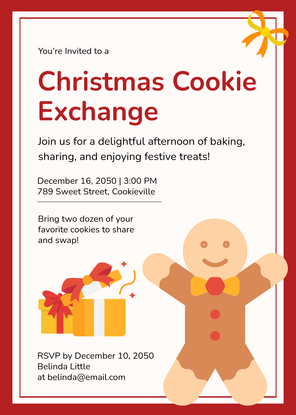 Free Christmas Cookie Exchange Invitation Template to Edit Online